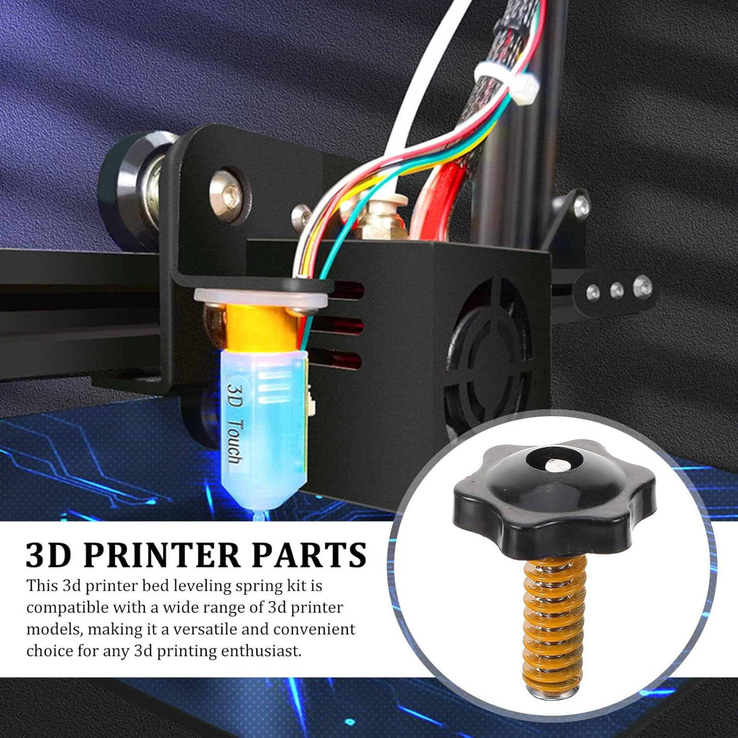 Iplusmile 4Pcs Hand Twist Leveling Nut Hot Bed Spring Kit, M5 X 40MM Screw Leveling Accessories for Most 3D Printer Hot Bed/Platform