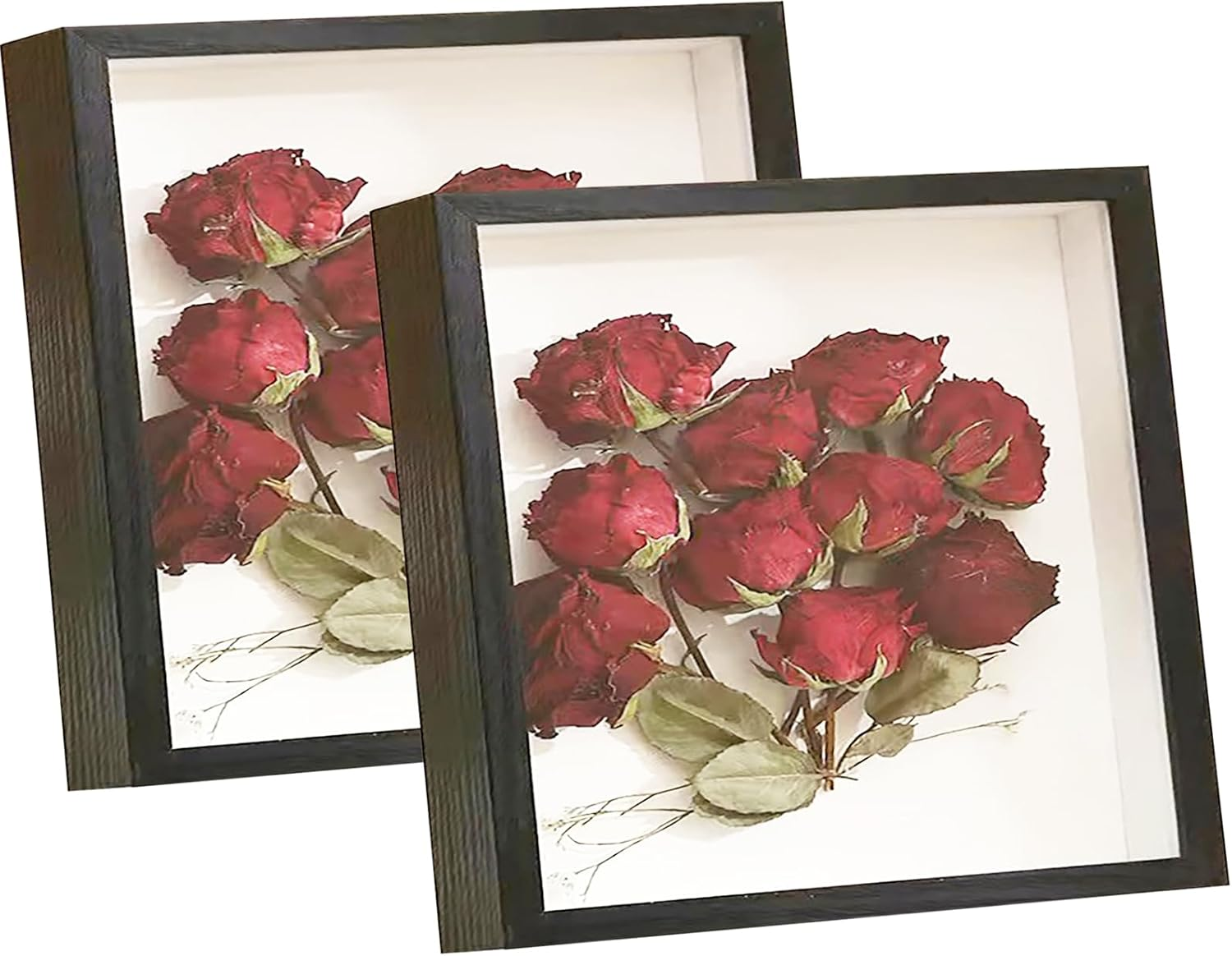 2Pcs Shadow Box Frame Display Case 8X10'', Dried Flower Photo Frame, 3D Picture Frame Display Case Deeper 3Cm with Transparent Acrylic Panel for Photos, DIY Crafts, Wedding Souvenir (Wood Color 8X10)