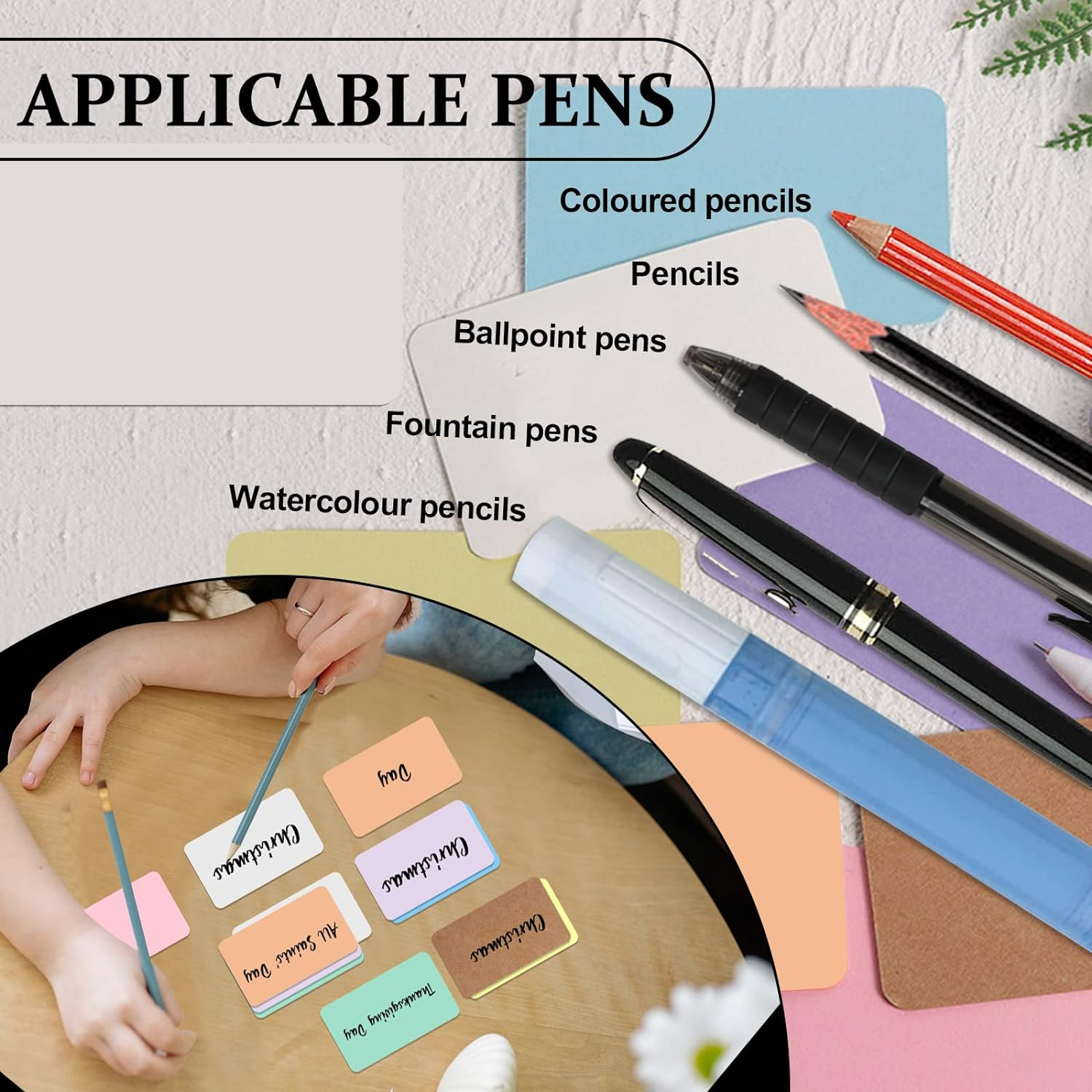 Yitexin 120Pcs Small Blank Paper Message Note Business Cards, 3.5X2'' Mini Index Cards for Gift, 8 Colors Blank Vocabulary Word Flash Study Cards Double Sided, Colored Notecards Unlined - 120Pcs image number 3