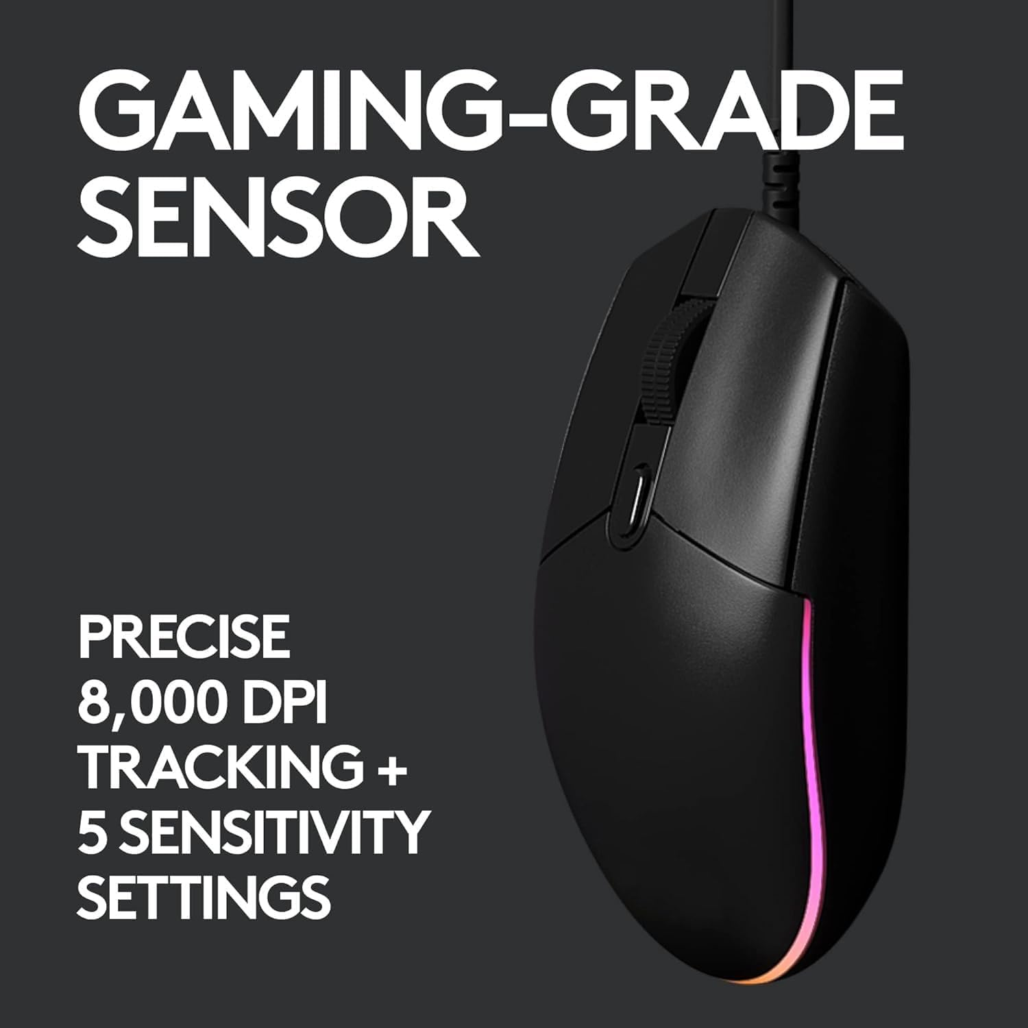 Original G102 Gaming Mouse | USB Light Sync with Customizable RGB Lighting | 6 Programmable Buttons | Gaming Grade Sensor | 8K DPI Tracking | 16.8Mn Color, Light Weight Comfortable Design &ndash; Black image number 2