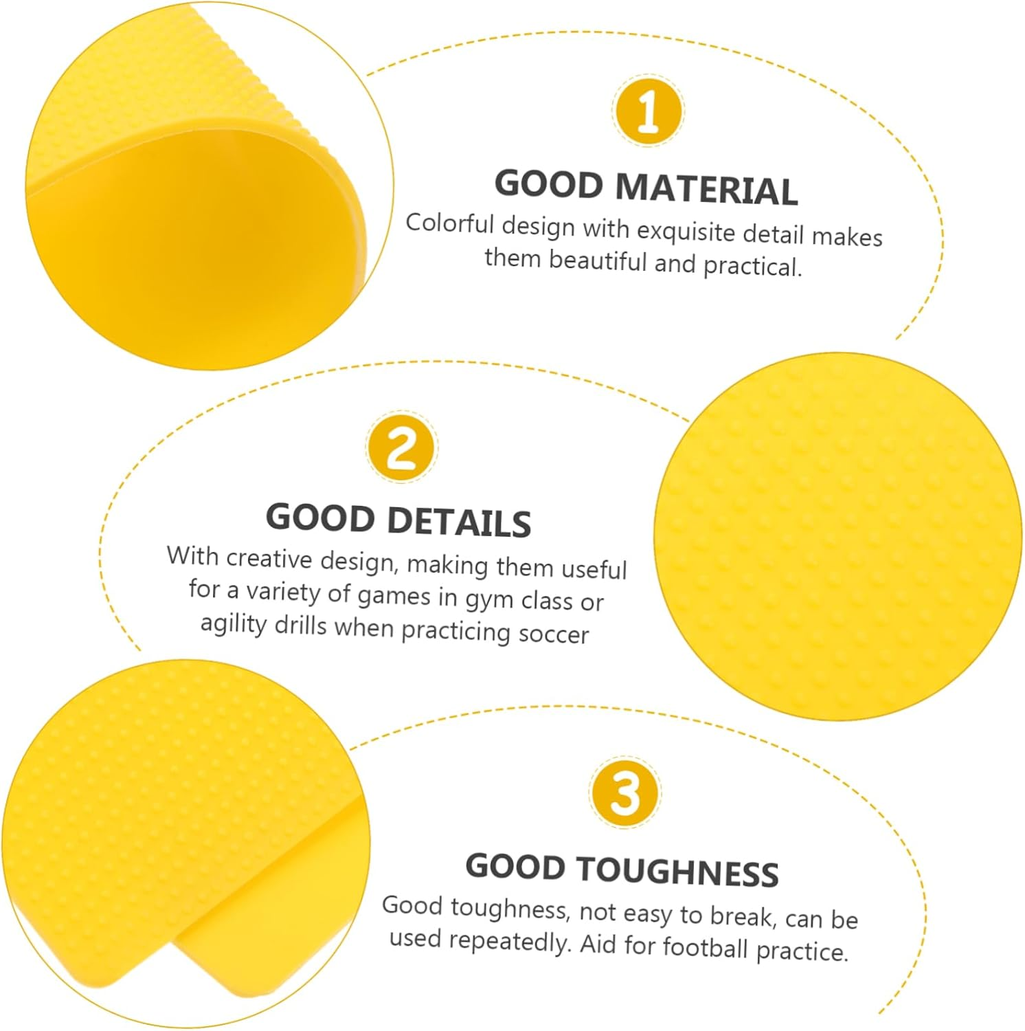 VANZACK 10Pcs Yellow Pvc Court Line Marker Set - Football, Tennis, Soccer Training Signs - Durable, Easy-To-Use, High Visibility for Sports Courts image number 4