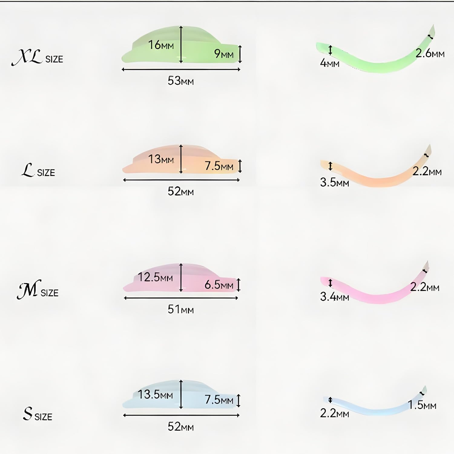8 Silicone Eyelash Curling Shields,4 Sizes of Reusable Eyelash Curlers,Self-Adhesive Curling Pads,Diy Kit Suitable for All Eye Shapes