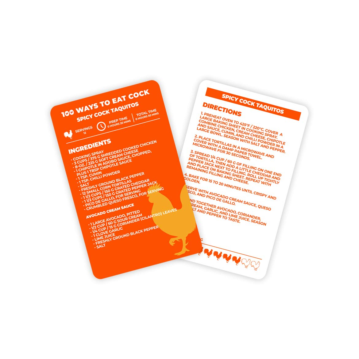 Gift Republic 100 Ways to Eat Cock Cards, Hilarious Chicken Recipe Cards, 100 Fun Cooking Ideas for Poultry Lovers, Tasty Meal Inspiration, Humorous Kitchen Accessory, Fun Foodie Novelty image number 3