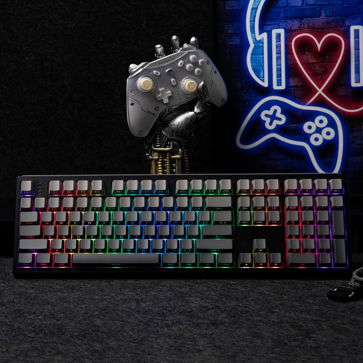 Mechlands EPOMAKER TH108 Full Size Mechanical Keyboard, 108 Keys Wireless Gaming Keyboard, 8000Mah Battery, Creamy Gasket, Hot Swap, Custom Driver, RGB Backlights (Black, Creamy Jade Switch) image number 2