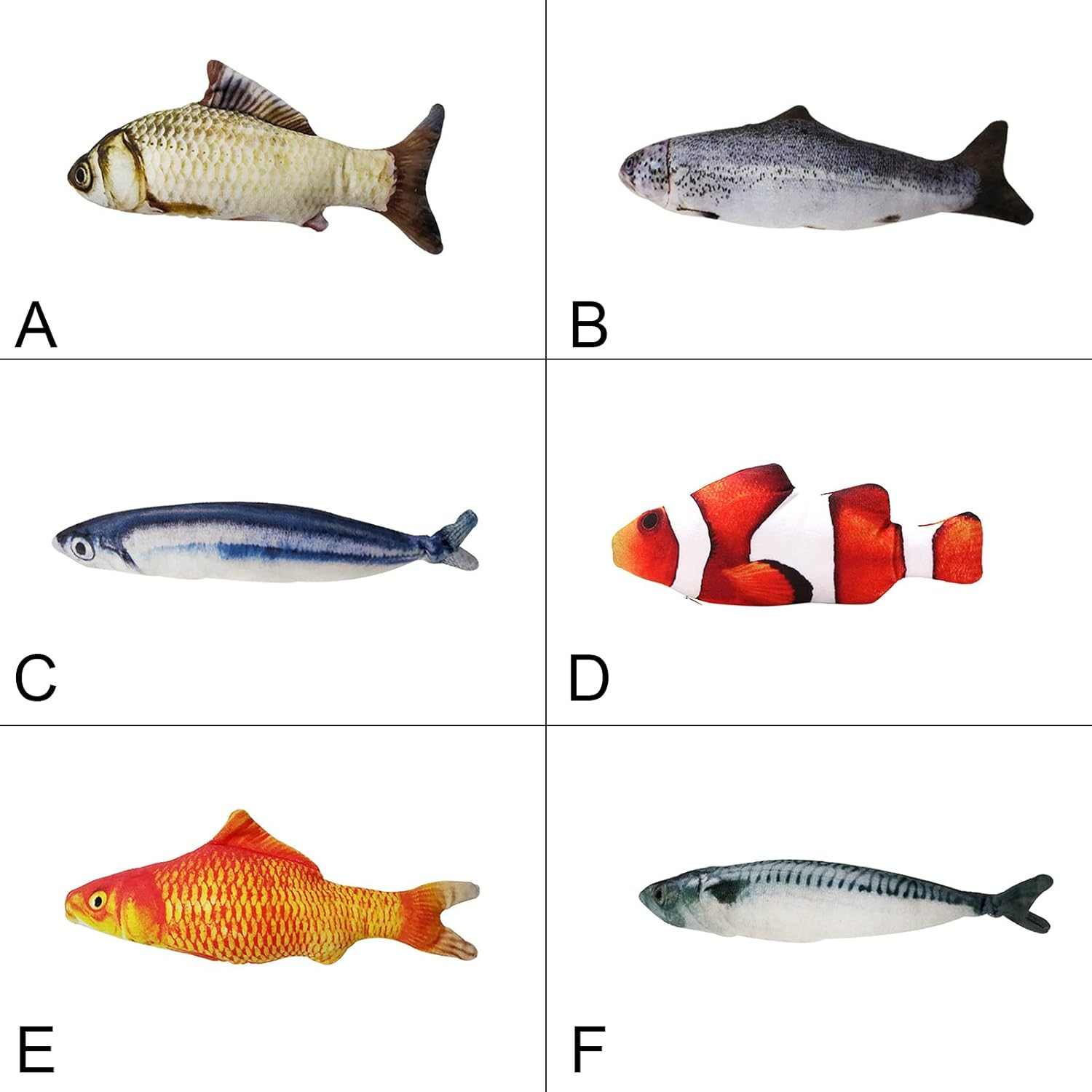 REFENG Realistic Plush Simulation Doll Fish, Funny Interactive Pets Chew Bite Supplies for Cat/Kitty/Kitten Fish Flop Cat Toy Catnip Toys image number 2