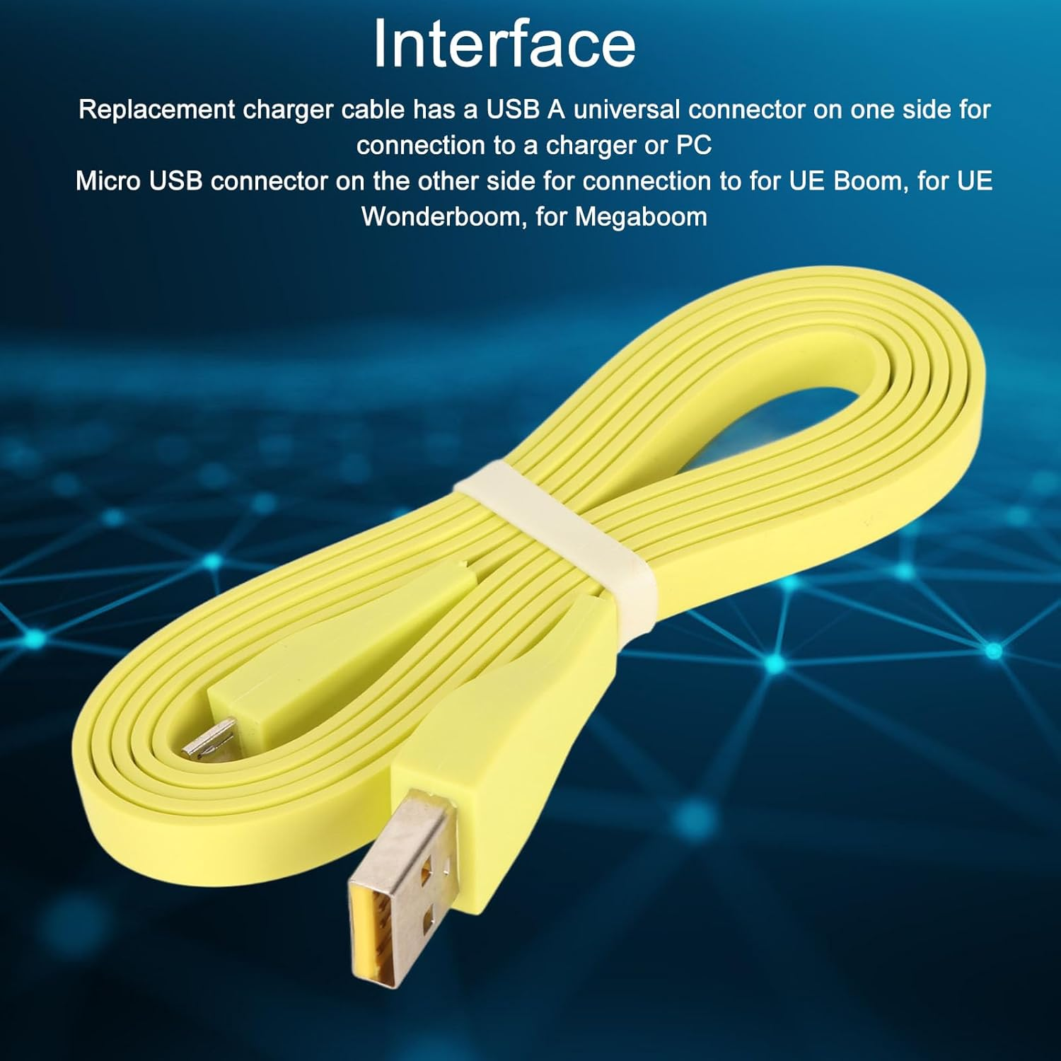 USB Charge Cable for Logitech UE Wonderboom, UE Boom, Megaboom, Mega Boom, Replacement Micro USB Charging Cable Cord, 3.9Ft (Fluorescent Yellow) image number 1