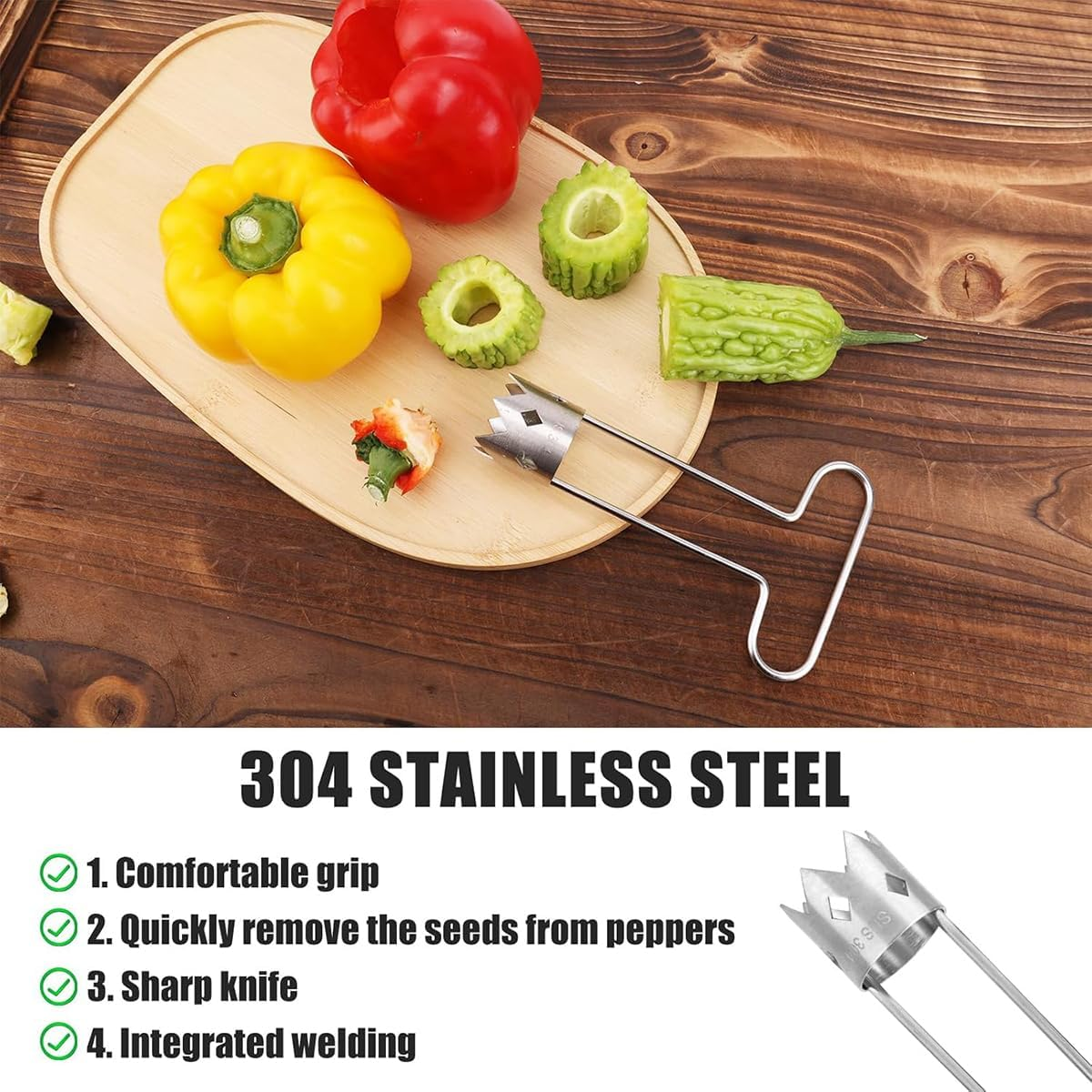 Corer Tool Fruit Core Remover Universal Vegetable Corer with Ergonomic Handle Stainless Steel for Red Bell Apple Tomato Kitchen Gadget image number 5