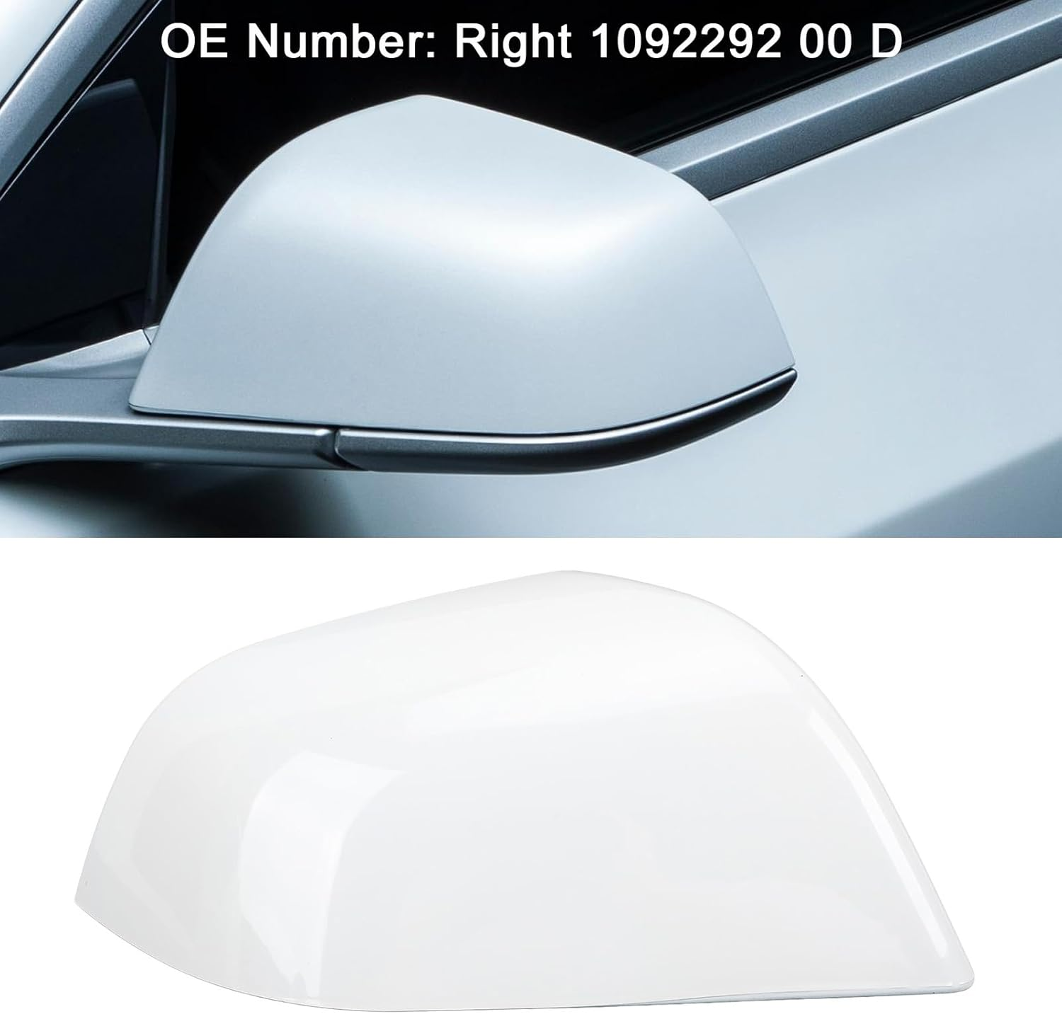 Car Door Side Rearview Mirror Cover, White Left and Right Side Mirror Cap Replacement Exterior Mirror Cover for Tesla Model 3, 1092290 00 D 1092292 00 D (Right (1092292 00 D)) image number 5