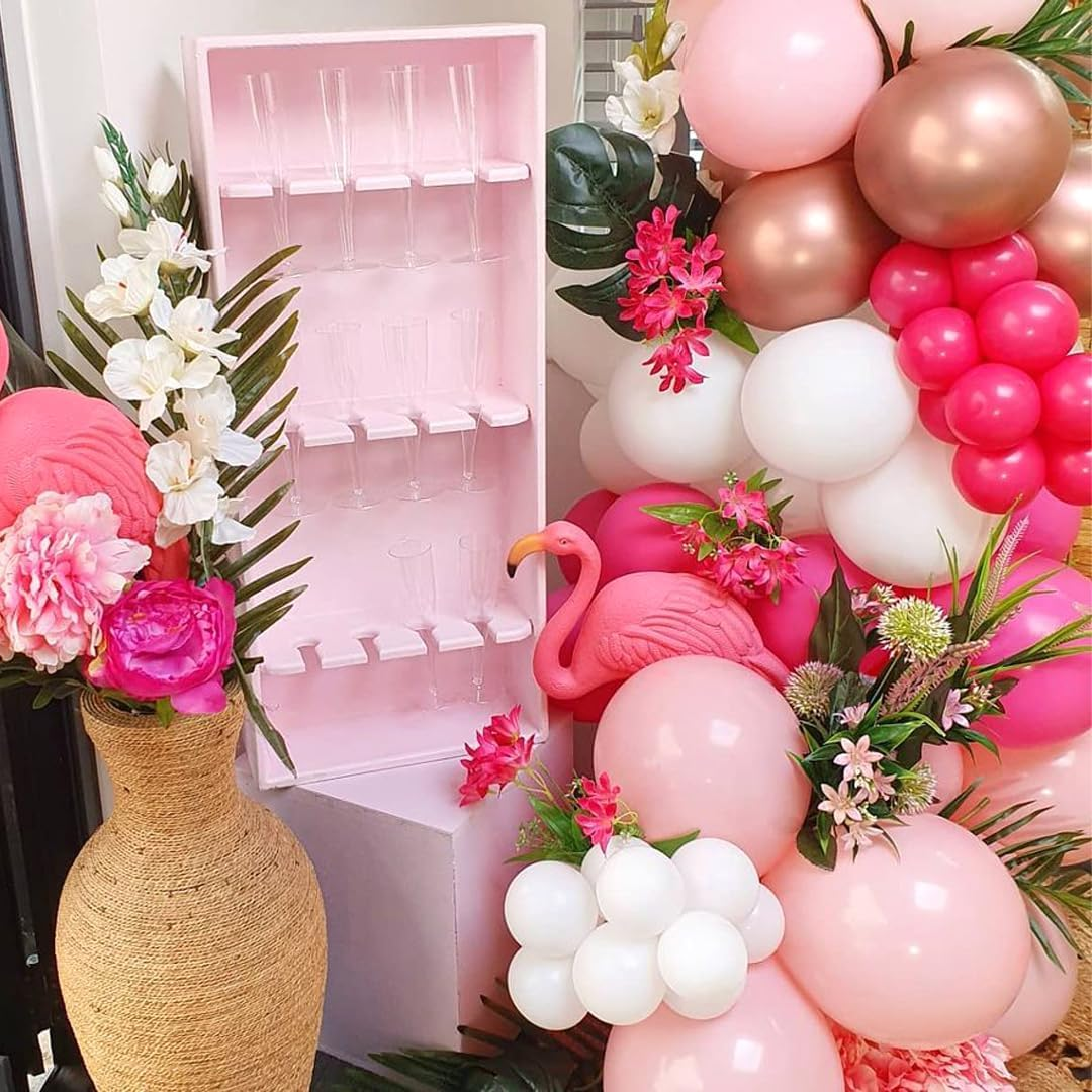 Pink and Rose Gold Party Balloons, 60Pcs 12 Inch Hot Pink White Rose Gold Confetti Latex Balloons for Birthday Wedding Baby Showe Gender Graduation Anniversary Party Decoration - Black Gold image number 5