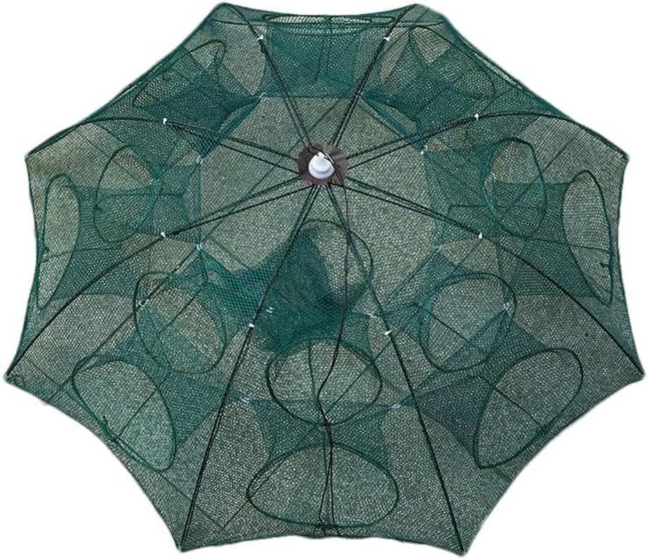 Crawfish Trap，Crab Fish Trap,Foldable Fishing Bait Cast Net Cage with Nylon Rope for Catching Small Bait Fish Eels Crab Lobster Minnows Shrimp 2 Pack