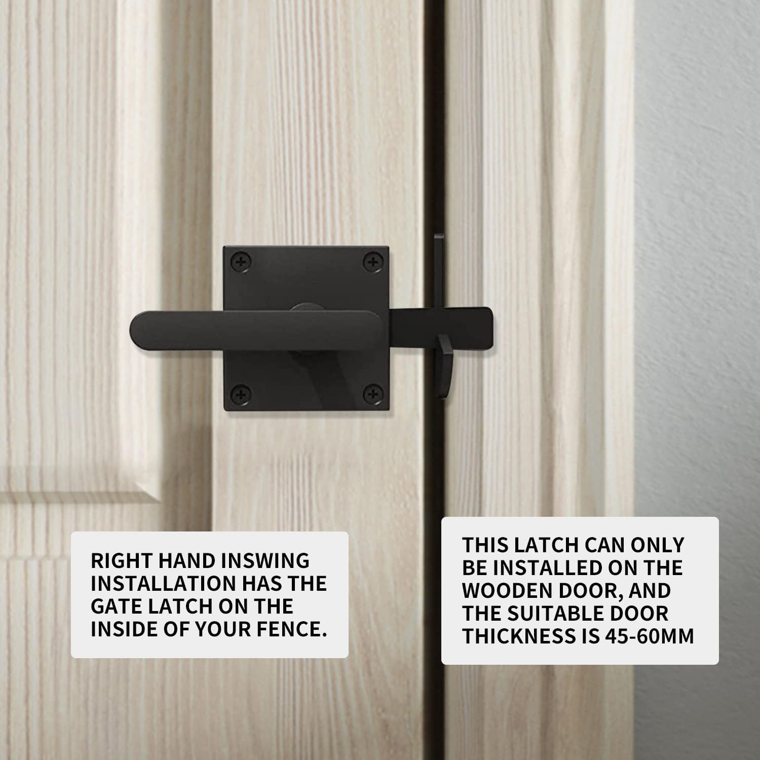 Sdstone Double Side Gate Latch,Heavy Duty Swinging Door Latch Gate Hardware for Wooden Fence,Gate Hardware for Left Inswing Outdoor Wooden Gates, Pool Gate, Backyard, Garden image number 2