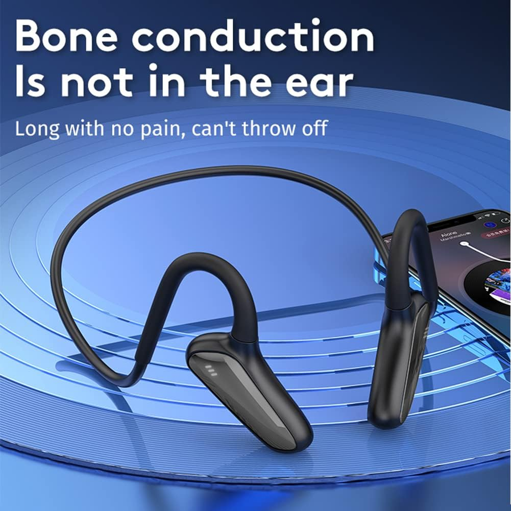 M-D8 Bone Conduction Headphones Open Ear -Compatible 5.2 Wireless Earphones Practical Headset for Sport - Black image number 2