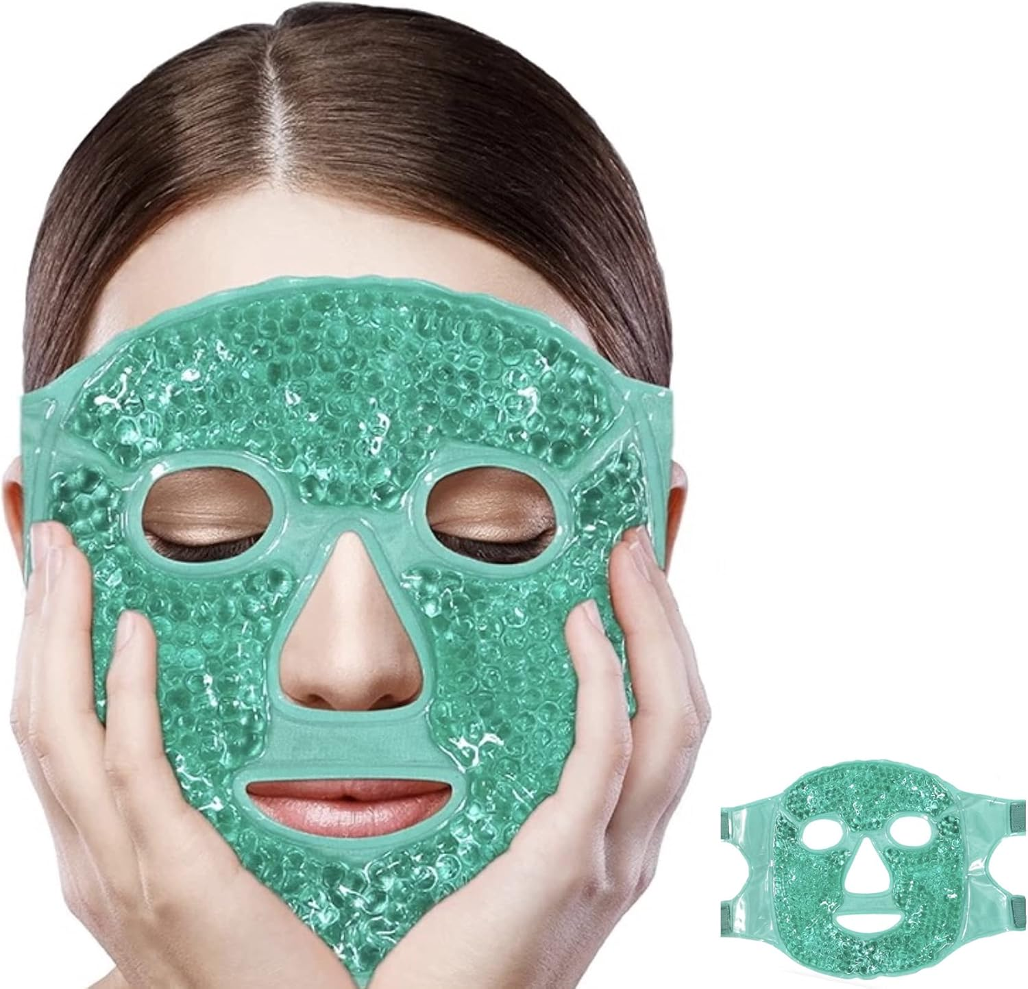 DOLSON Face Eye Mask Gel Hot Cold - Reduce Puffiness, Bags under Eyes, Puffy Dark Circles, Migraine - Therapeutic Heat and Ice Compress with Cover - for Sleep, Sinus Pressure, Headaches, Skin Care image number 1