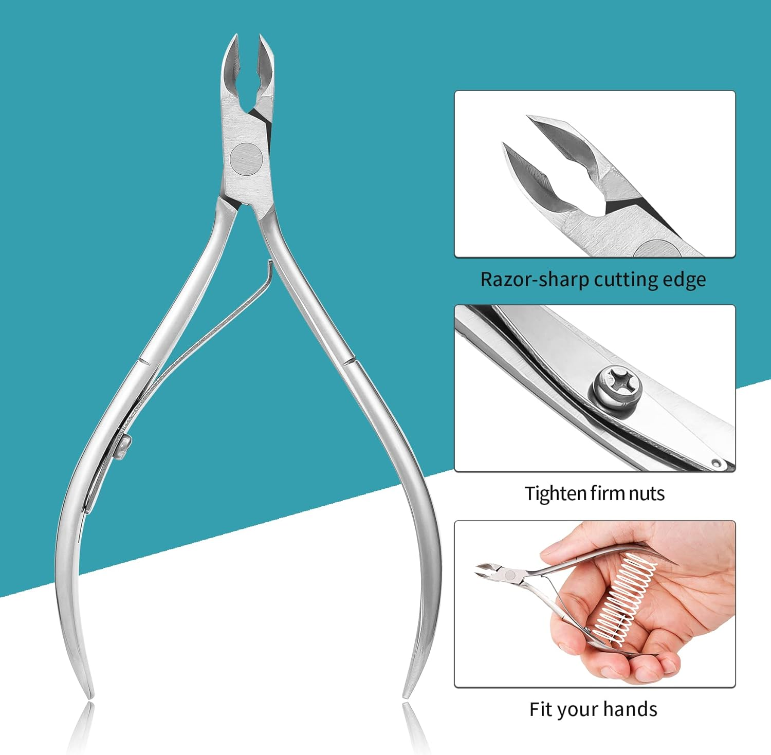 BEZOX Manicure Set, 5 Pieces Nail Clippers, Nail Scissors Tools Kit, Pedicure Toenail Nippers, Stainless Steel Professional Nail Cuticle Nippers, Nail File, Cuticle Pusher, Cuticle Knife image number 6