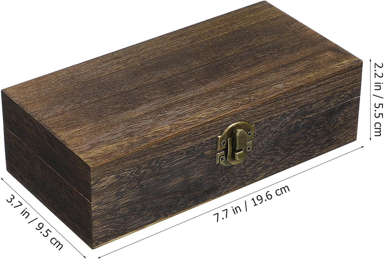 TEHAUX Rectangular Vintage Wooden Jewelry Box for Storage Decorative Keepsake Organizer for Rings Bracelets and Small Treasures 8.06 X 4.13 X 2.55 Inch image number 1