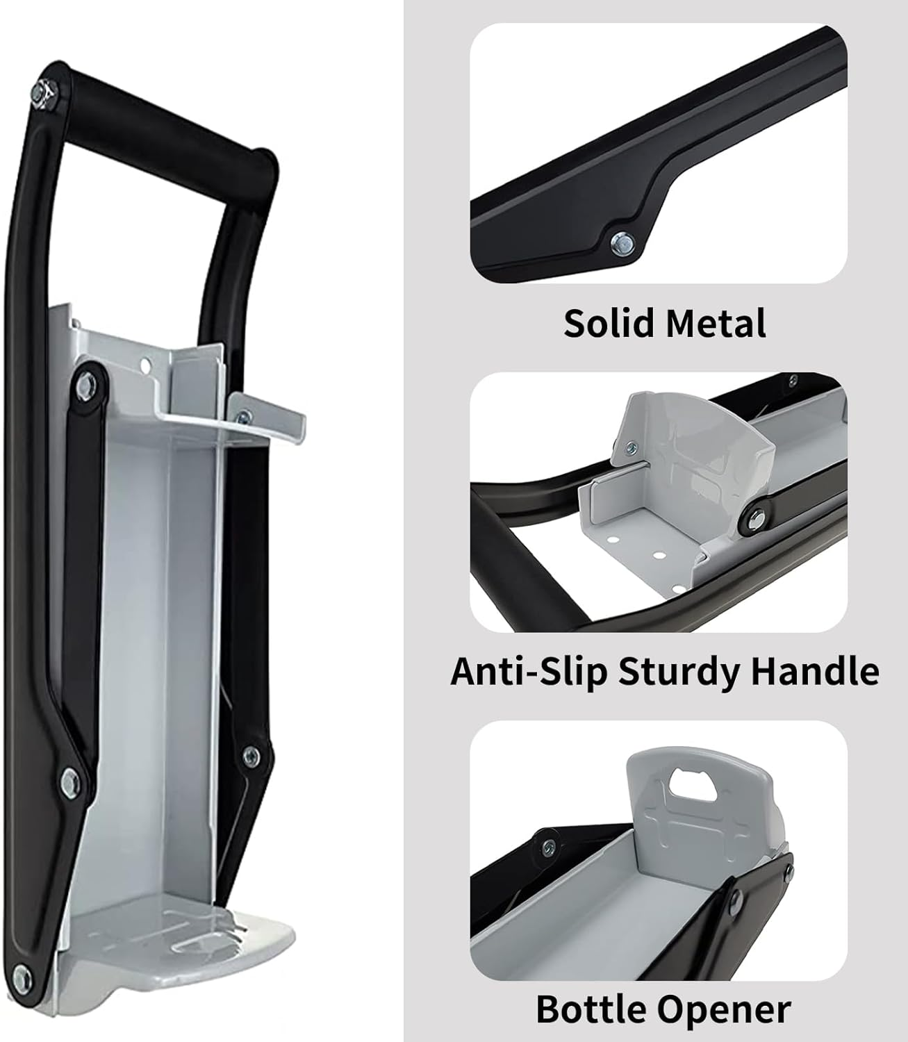Metal Can Crusher, Can Crusher, Bottle Opener, Aluminum Can Crushers, Heavy Duty Wall Mounted Smasher, Can Opener and Crush Bottle Two in One, Recycling Tool for Aluminium Seltzer, Soda (Gray) image number 1