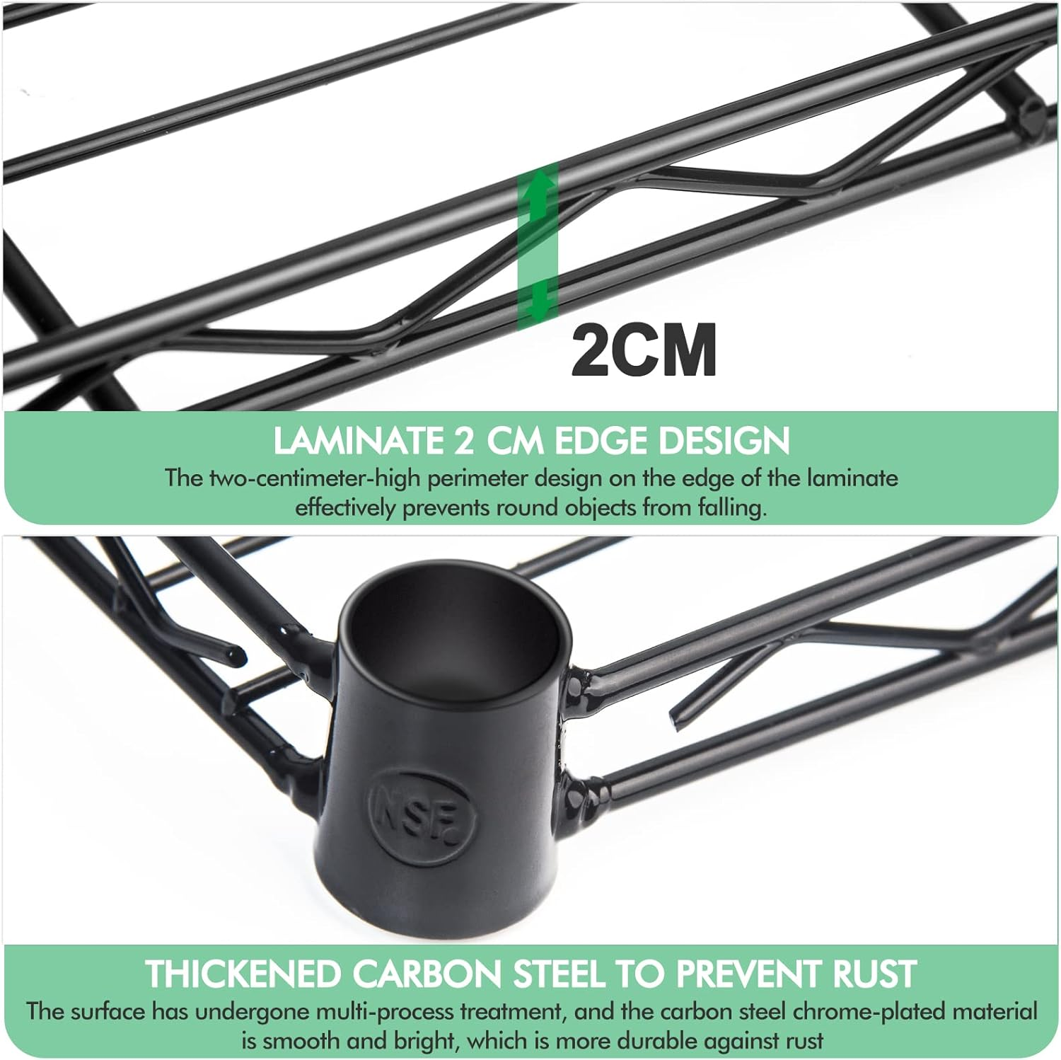 5-Shelf Adjustable,Heavy Duty Storage Shelving Unit on Wheel Casters,Shelves for Storage Wire Shelving,Modern Style,Black (23.7L X 13.7W X 61H) image number 5