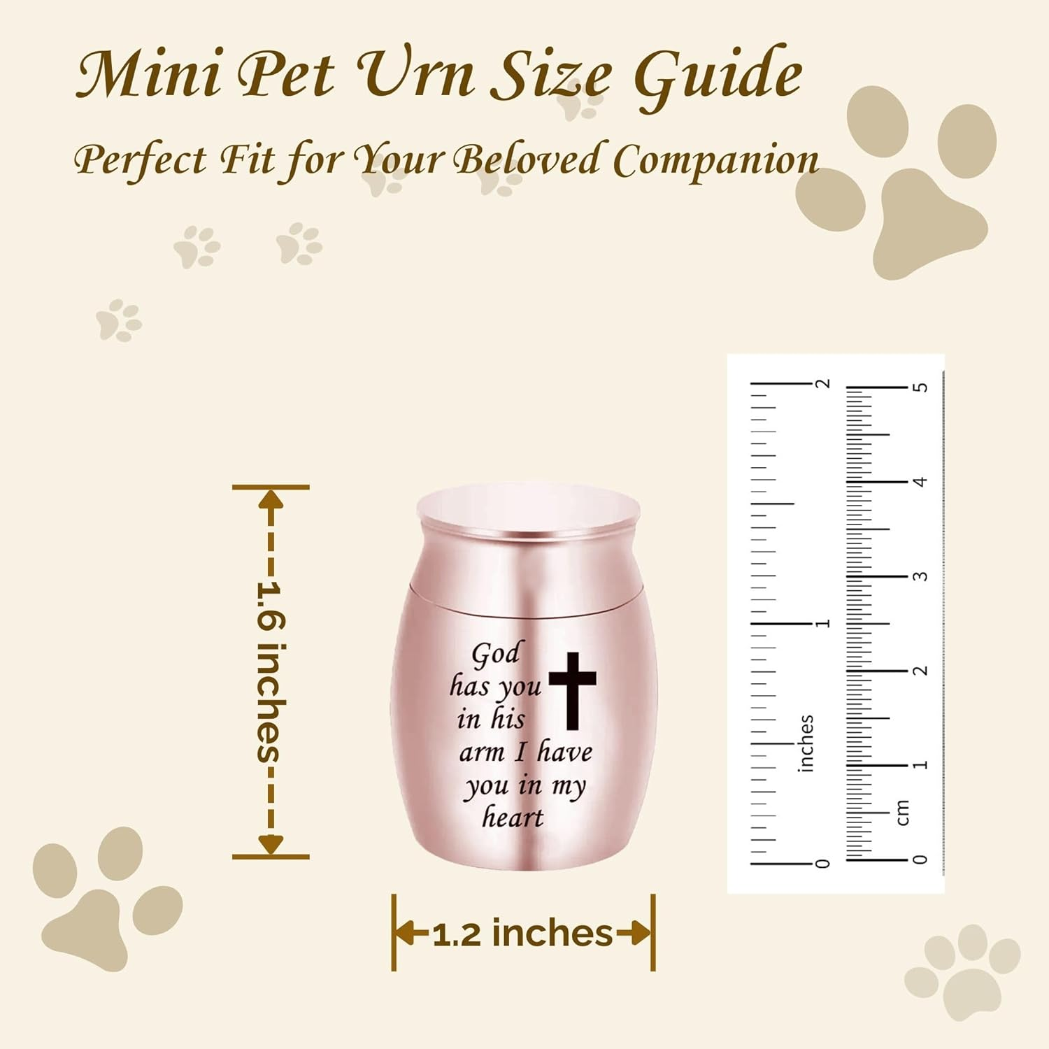 Pet Memorial Urns for Ashes, Keepsake Memorial Urns Teeth Hair, Rose Gold-Plated Stainless Steel Jars for Cat Keepsake Loss of Dog Sympathy Gift