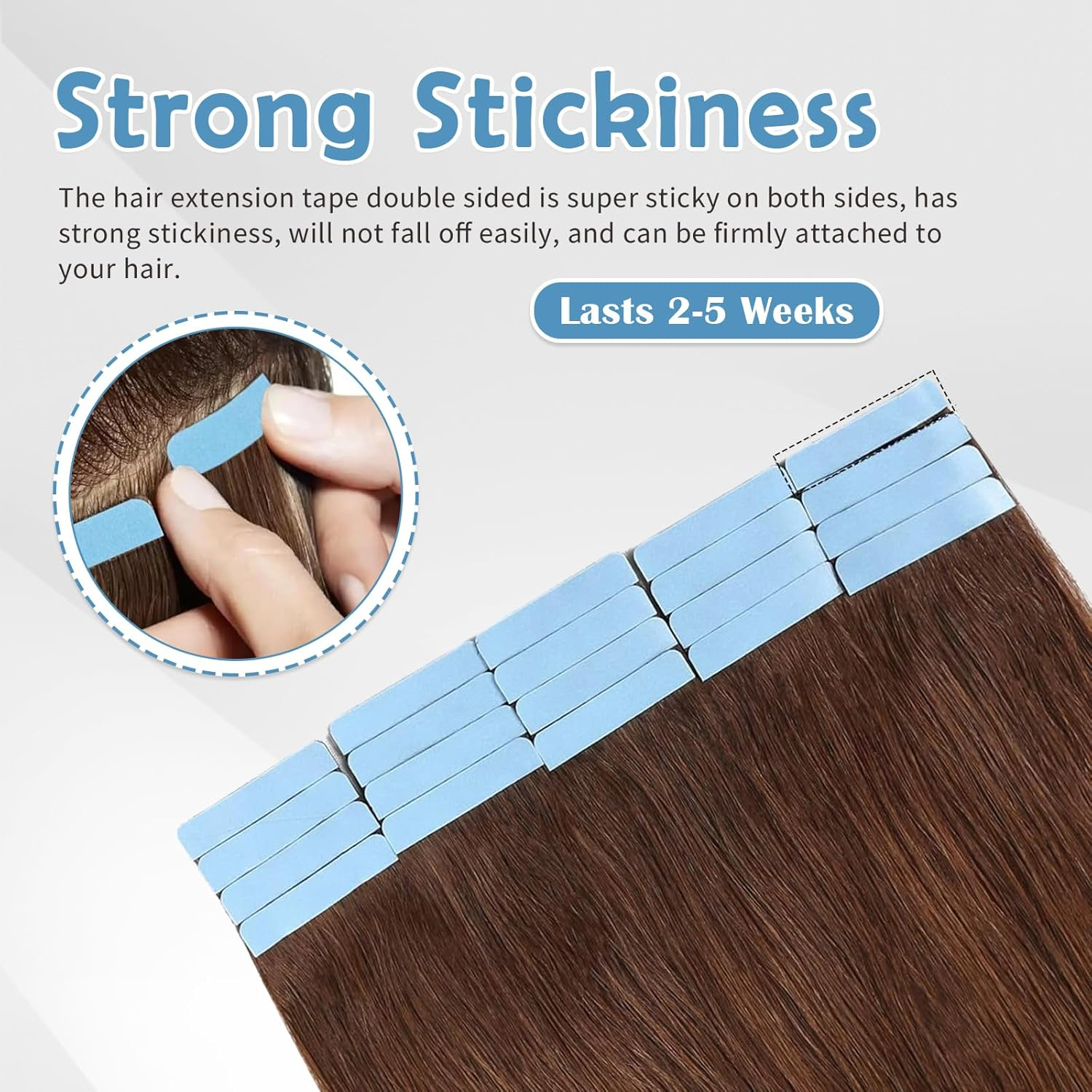 Jotia 240Pcs Blue Hair Extension Tape, Double Sided Adhesive Wig Tape Replacement Tape for Hair Extensions image number 2