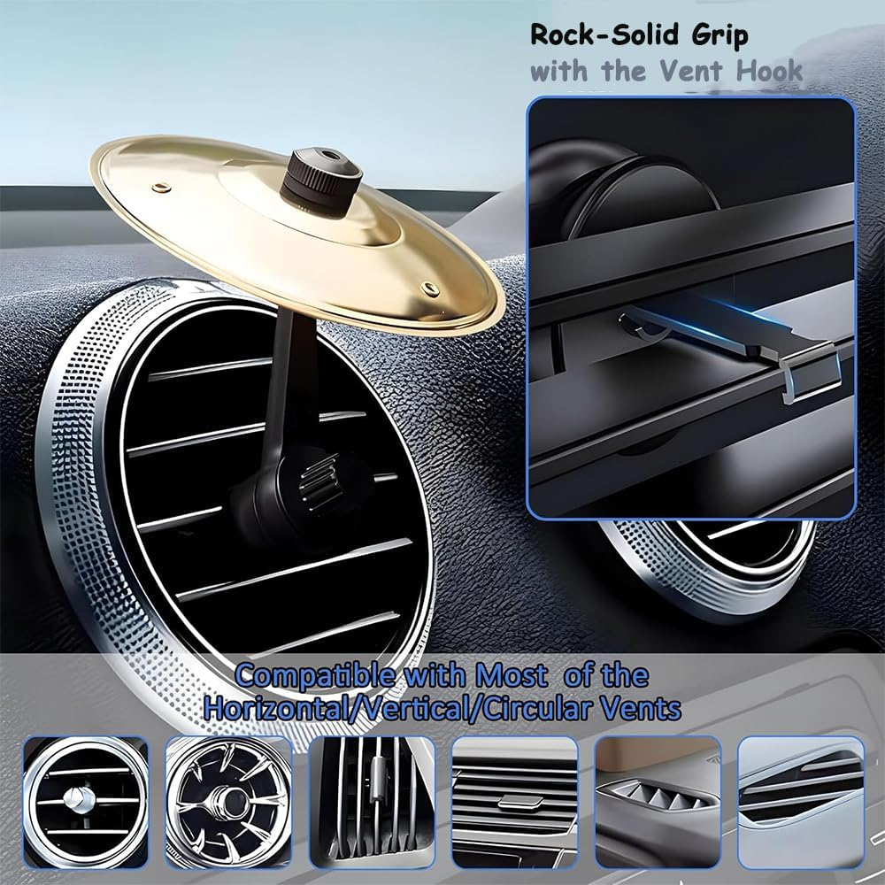 Car Cymbal Air Vent - Mini Drum Crash for Music Lovers,Easy Install,Fun Road Trip Gadget,Novelty Car Accessory