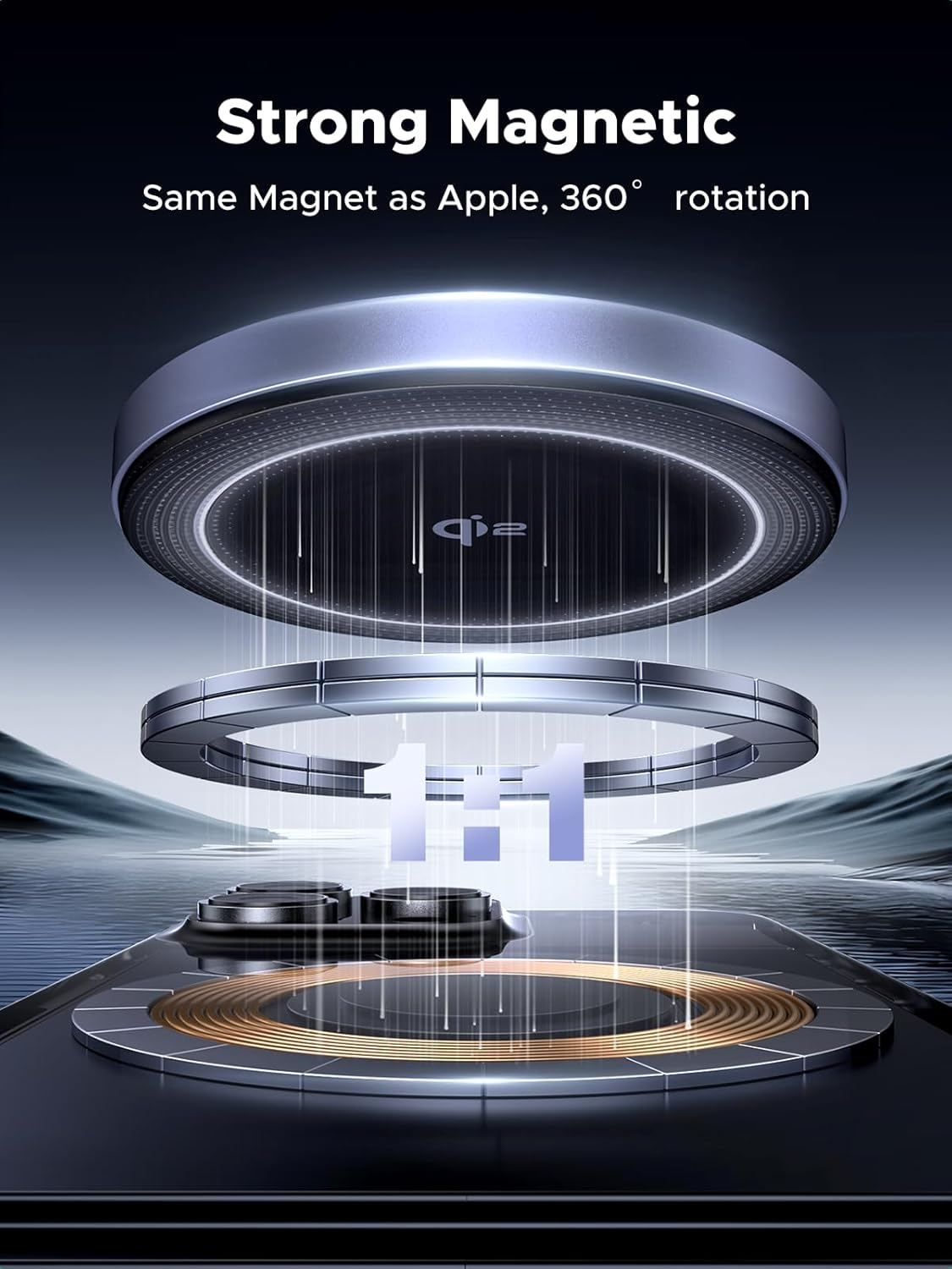 UGREEN Qi2 15W Wireless Charging Pad 1.5M, Magflow Wireless Charger Magsafe Compatible, Magsafe Charger, for Iphone 16/15/14/13/12 and Airpods image number 2