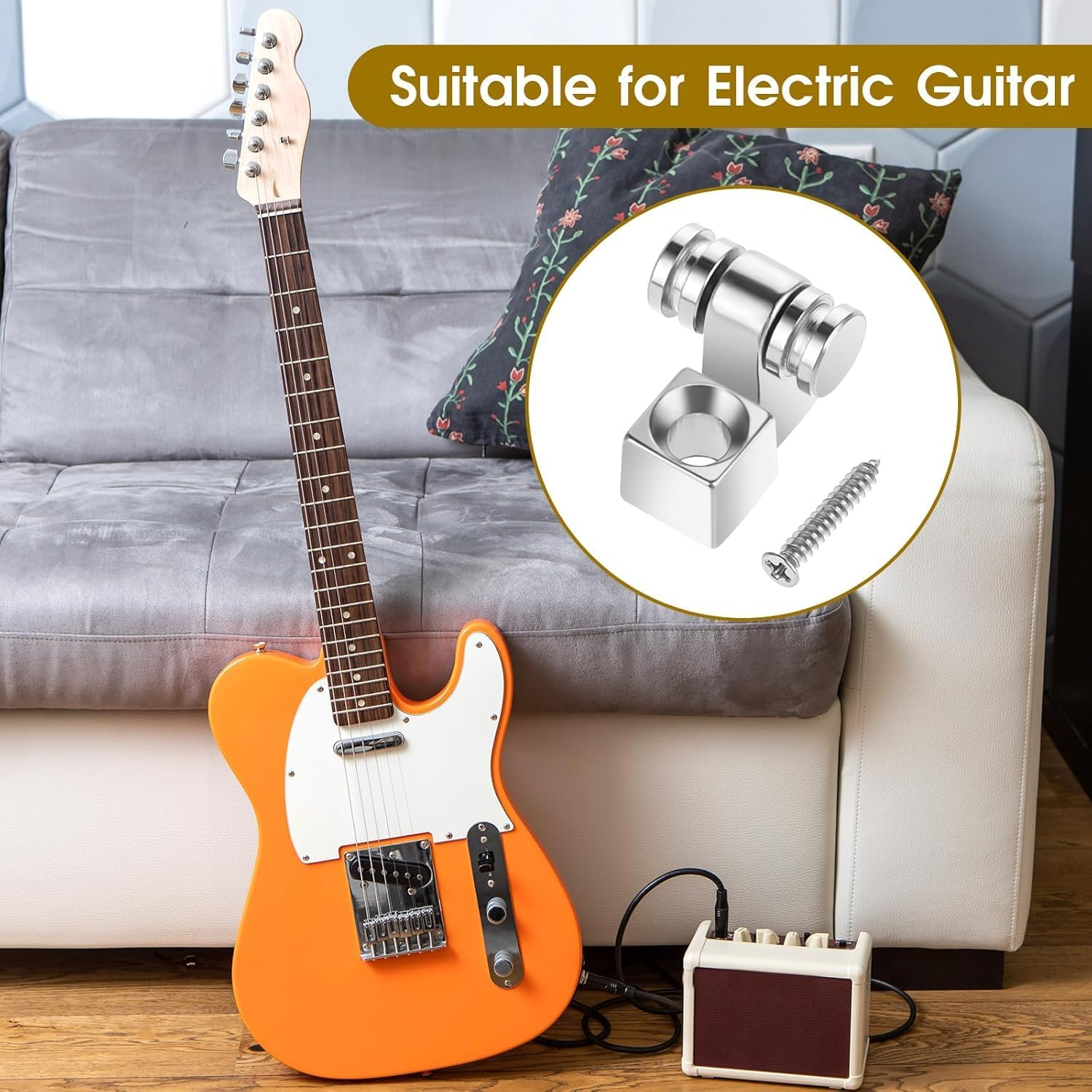 Vintage Roller Guitar String Guides String Trees Retainers, 4Pcs Chrome Roller String Trees Retainers,Roller String Trees String Retainer Guides,Roller String Trees Guides Retainer for Electric Guitar image number 2