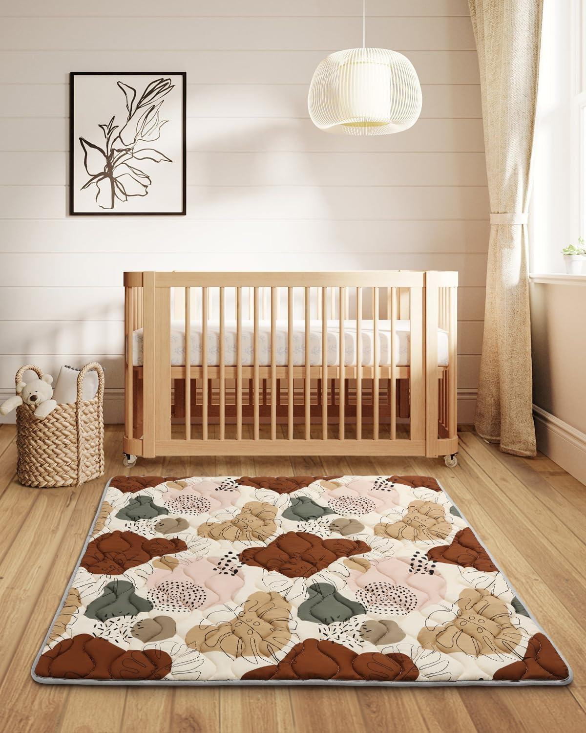 Large Baby Play Mat for Floor, 200&times;180Cm（79X71Inch Play Mats for Playpen, Thicken Soft Padding Foam Playmats for Babies, Foldable Baby，Baby Crawling Mat, Boho Design image number 2