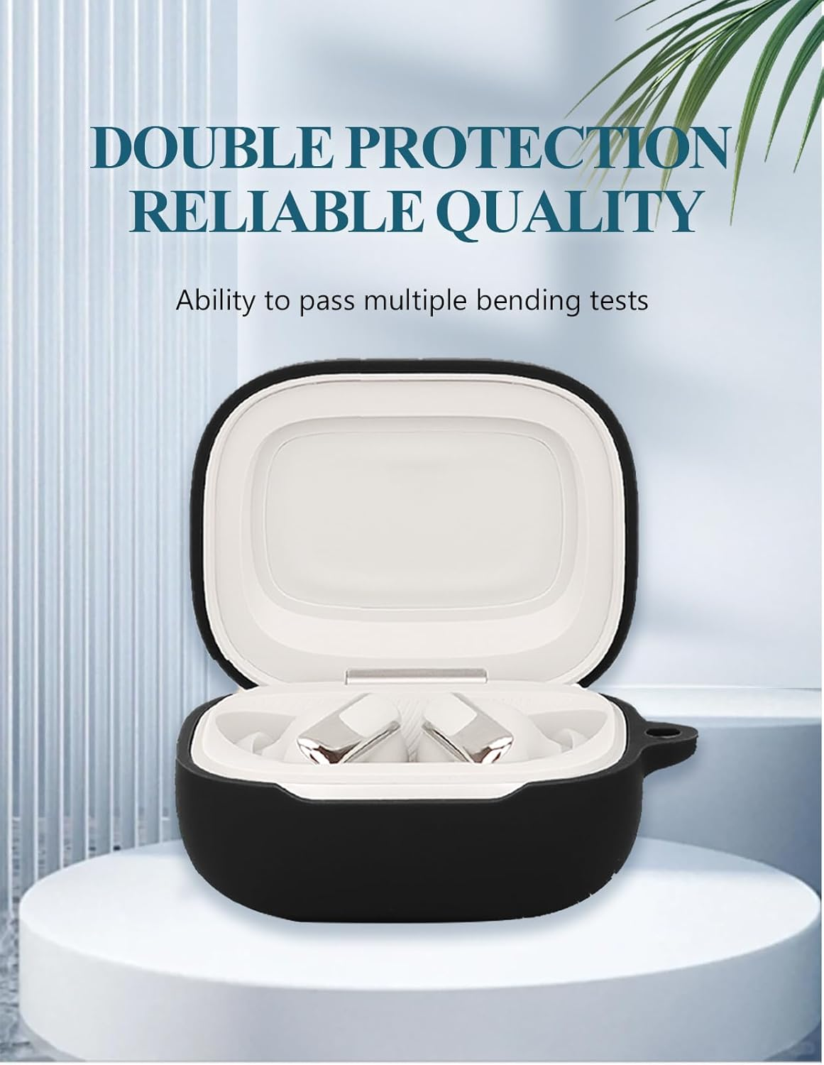 Case for Live Beam 3/ Buds 3/ Flex 3 Earbuds, Soft Silicone Protective Portable Scratch Shock Resistant Compatible with Shell with Cleaner Kit & Carabiner & Lanyard,Black image number 2