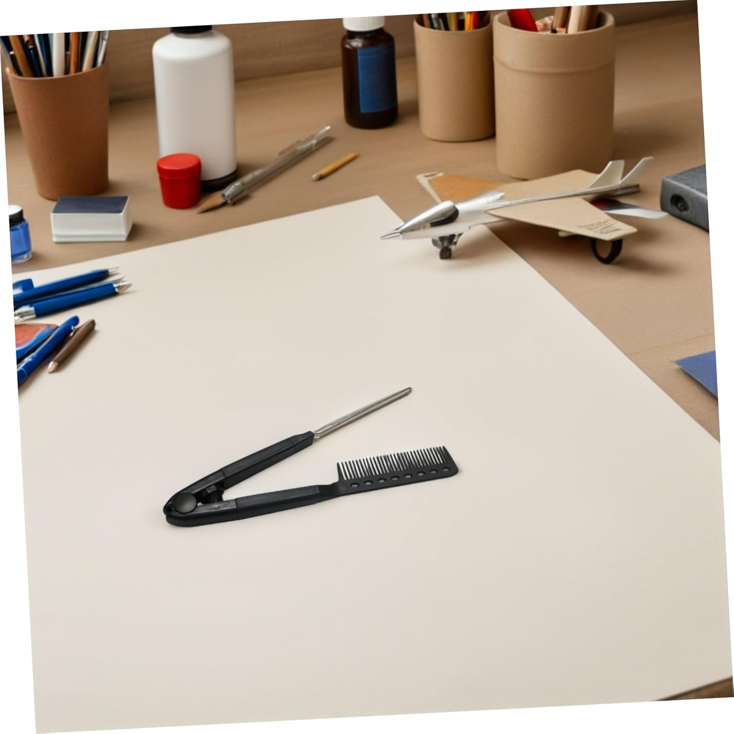 Healvian Shaped Hair Straightening Comb Brush Smooth Close Teeth Multipurpose Hair Tool for Detangling and Styling Skin Friendly Design for Comfortable Grip and Long Term Use Black image number 6