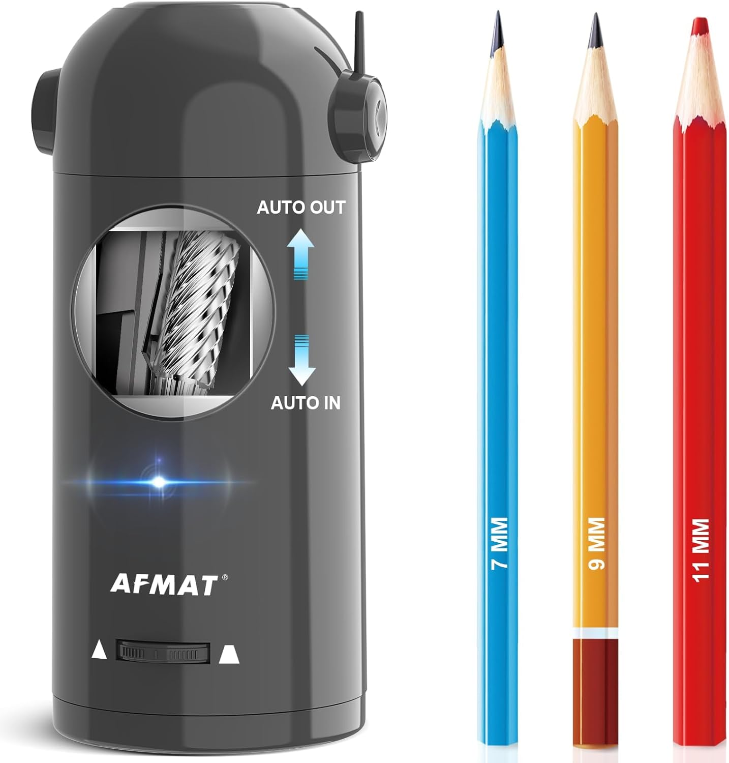 AFMAT Electric Pencil Sharpener, Fully Automatic Rechargeable Pencil Sharpener for 7-11.5Mm Pencils, Auto in & Out, Hands-Free Robot Pencil Sharpener for Home, Classroom, Battery Operated, Green