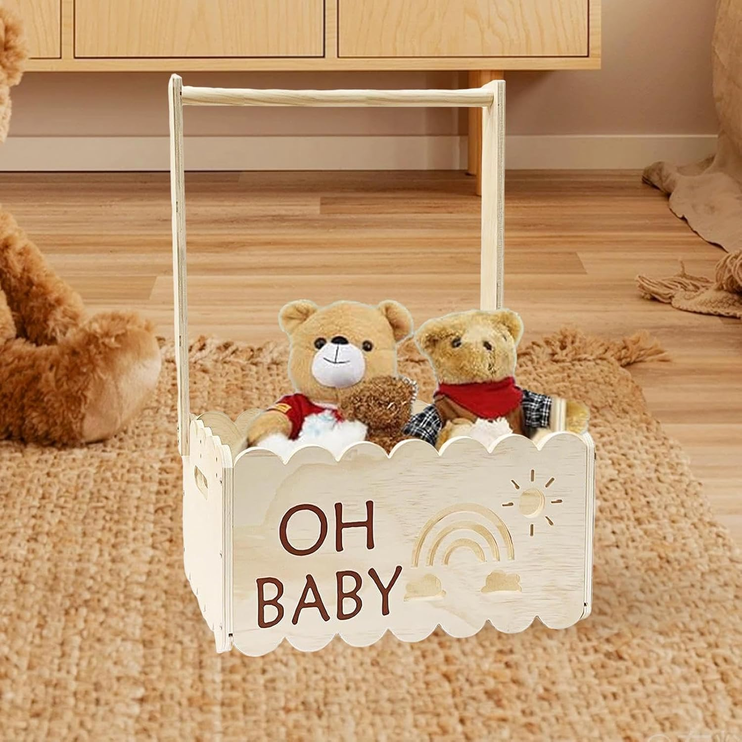 Gen&eacute;rico Baby Shower Gift Gift - Baby Gift Box | Souvenir Box | Wooden Box with Handle | Decorative Boxes for Girls, Family, Baptism, Baby Shower, Pregnancy, Friends image number 2