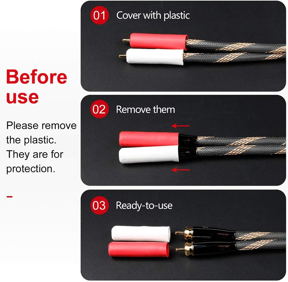 SKW Audiophiles Digital Stereo Audio Cable Coaxial Cable 2RCA Male to 2RCA Male Stereo Audio Y Cable Hifi System Subwoofer Converter Adapter DJ Equipment TV Amplifier Speaker Home Theater - 1.6Ft image number 4