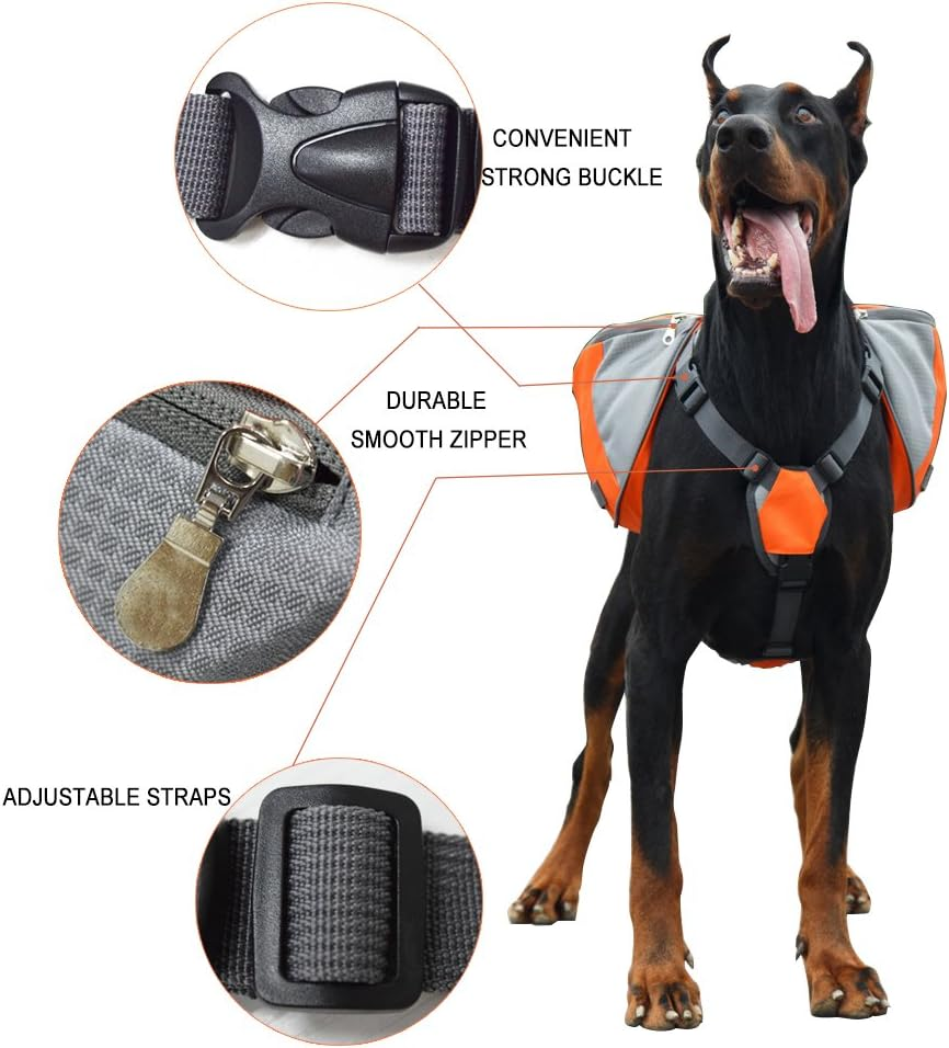 Adjustable Service Dog Supply Backpack Saddle Bag for Camping Hiking Training image number 4