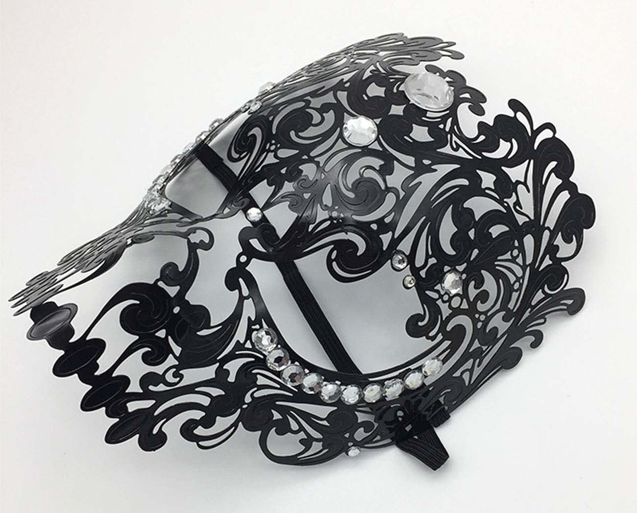 Sheliky Masquerade Mask Mardi Gras Costume Mask Christmas Cosplay Metal Party Mask - Black image number 2
