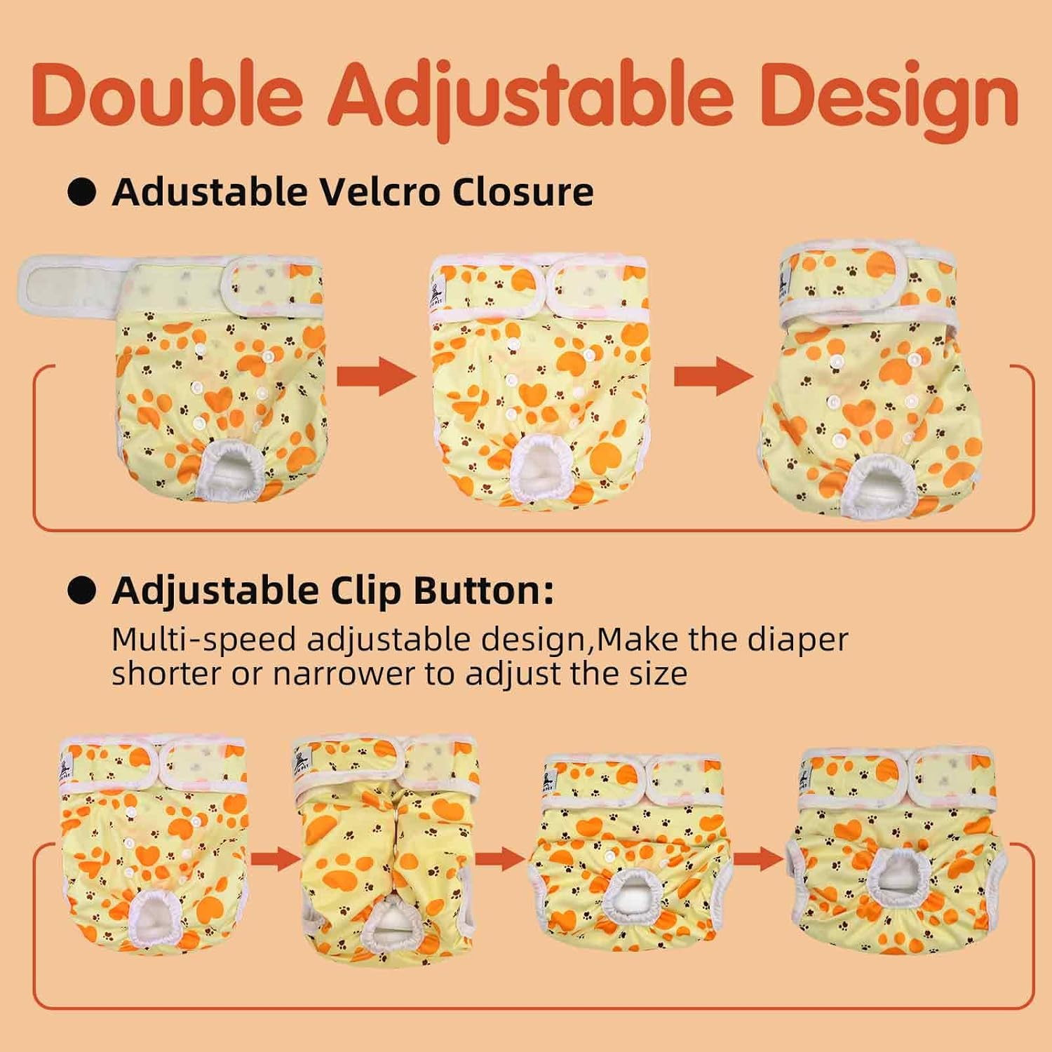 UFO PET Dog Nappies Female Small 3 Pack, Dog Period Heat Pants in Season, Super Absorbent & Adjustable Sanitary Reusable Doggy Puppy Diapers