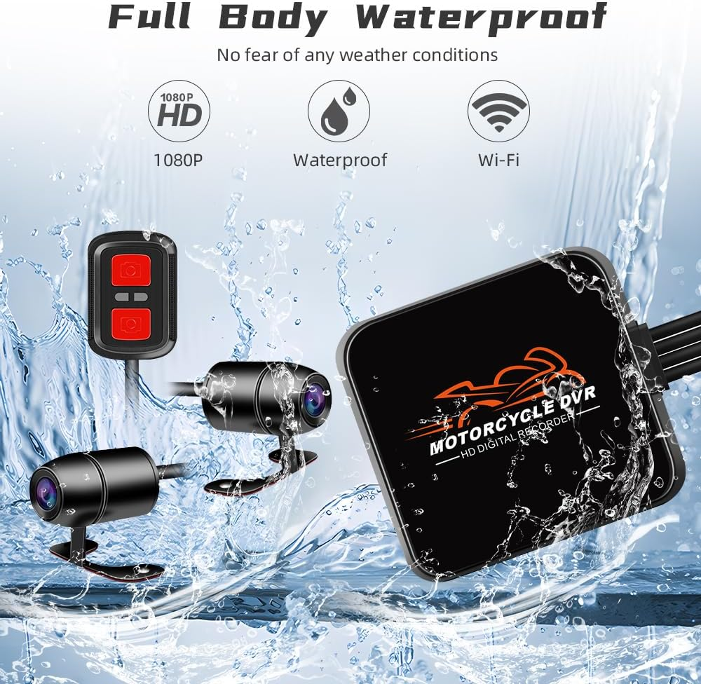 Vsysto Motorcycle Dash Cam, Dual 1080P Camera, 4.5-Inch 170 &deg; Front and Rear Wide-Angle Lens, with Wifi, GPS, Wireless Controller, Screen Voltage Show, Mountain Bike Camera Handlebar+64Gb Card (3.0") image number 6