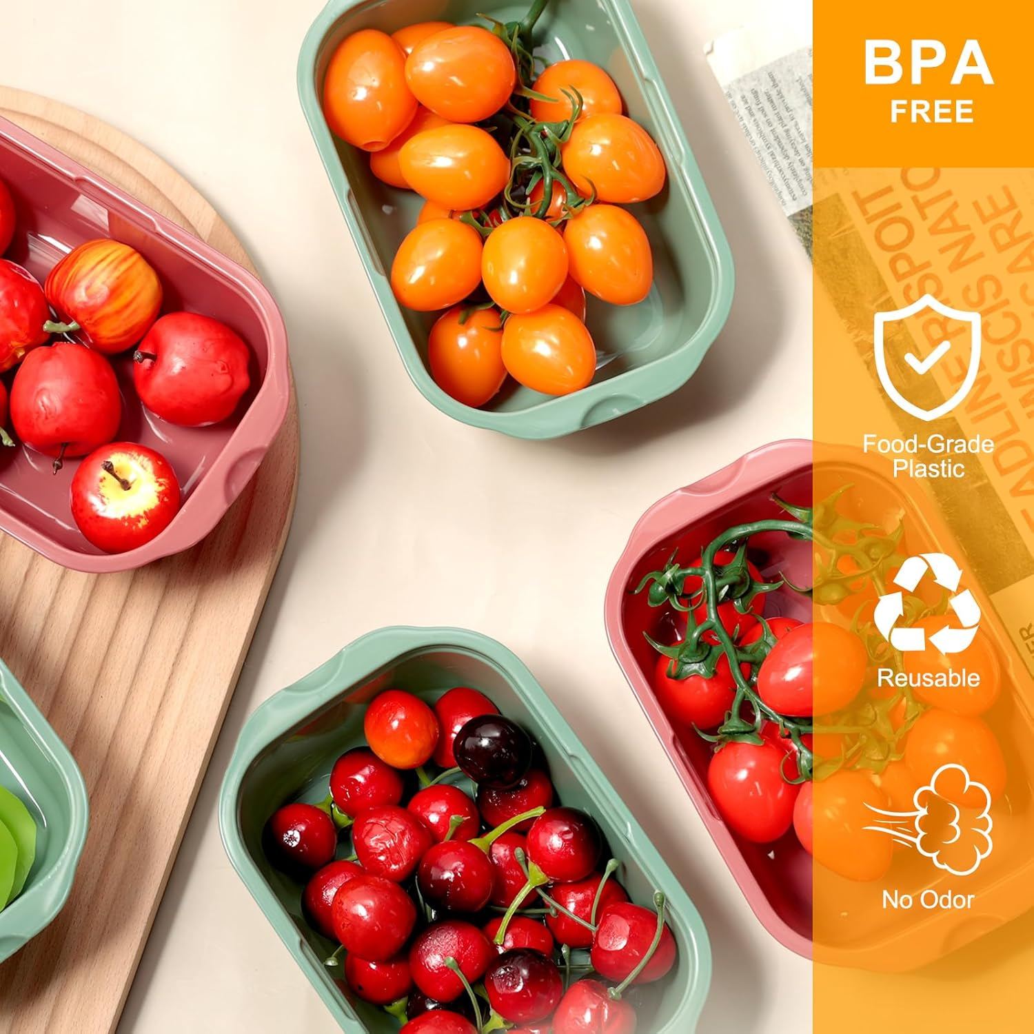 Romon Food Storage Containers with Lid, Pack of 10, 500 Ml, Lunch Box, Airtight Storage Boxes for Meal Prep, Storage Containers, Freezer Containers (Green Red) image number 4