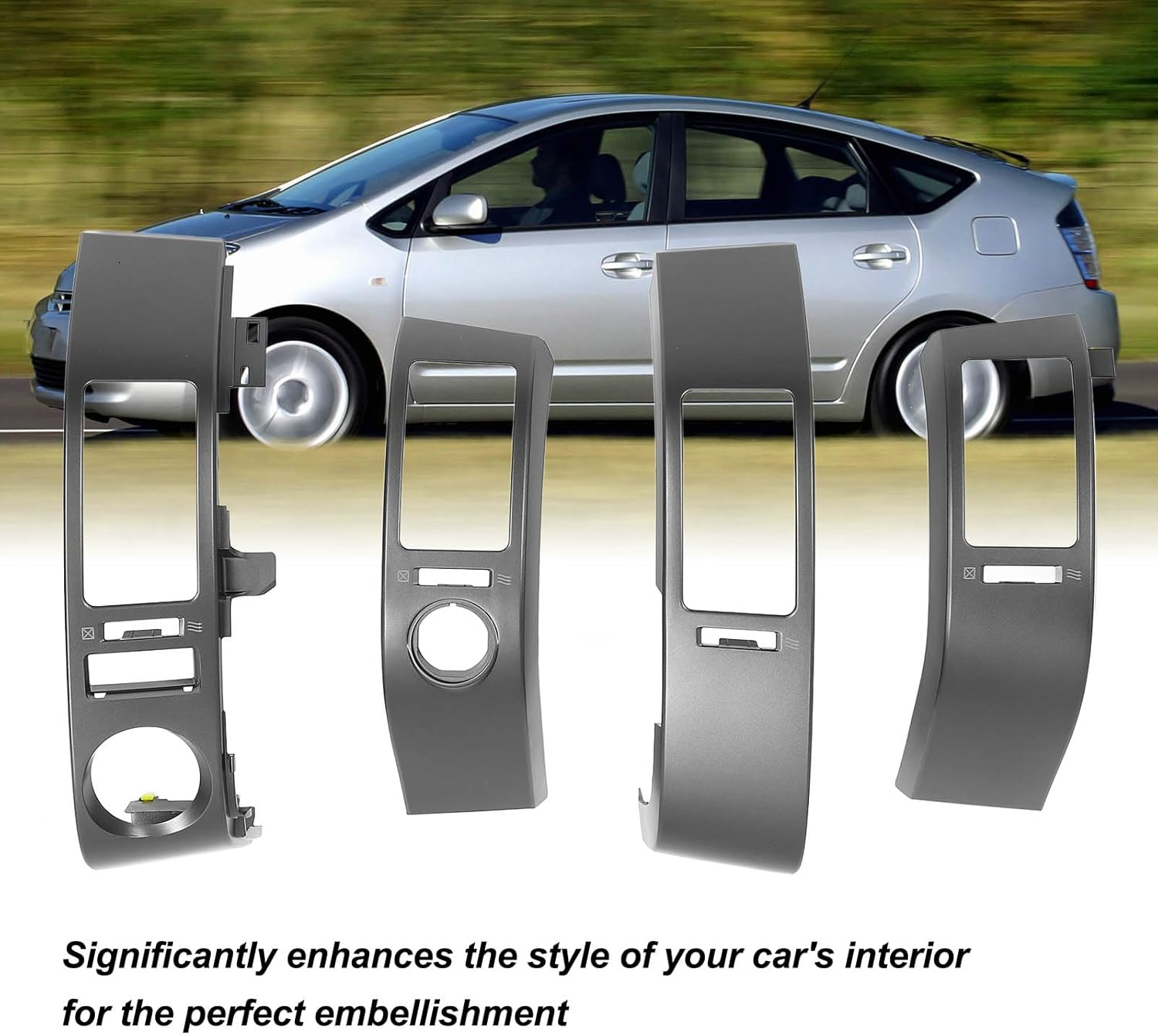 A/C Dash Air Vent Trim Panel, Air Vent Outlet Frame Cover, Compatible with Prius 1.5L 2004-2009, Replaces# 55670-47060, 55680-47020, 55062-47010, 45564-37020, 4Pcs image number 3