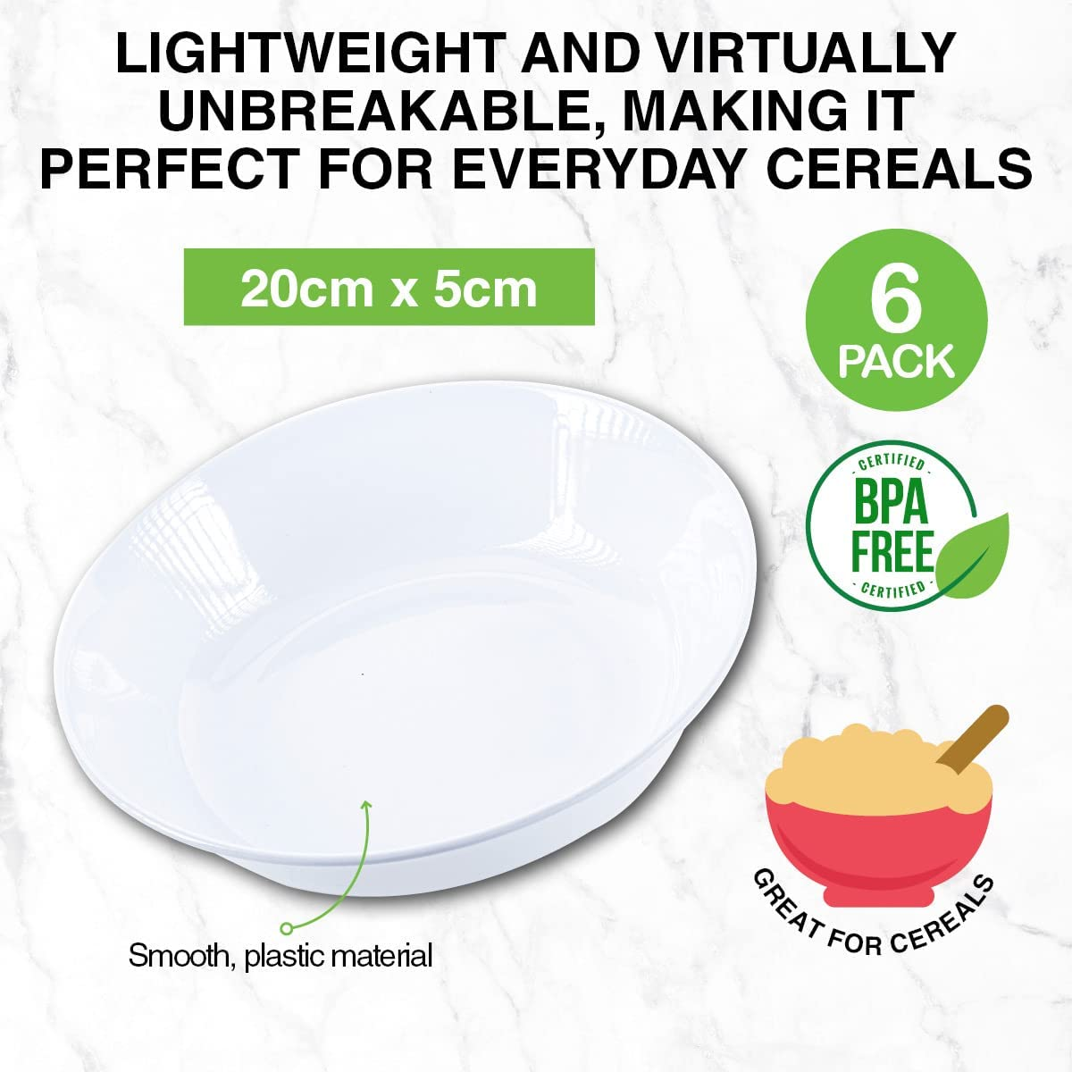 Home Master round Melamine Bowl, White, 20 Cm Diameter X 5 Cm Size image number 4