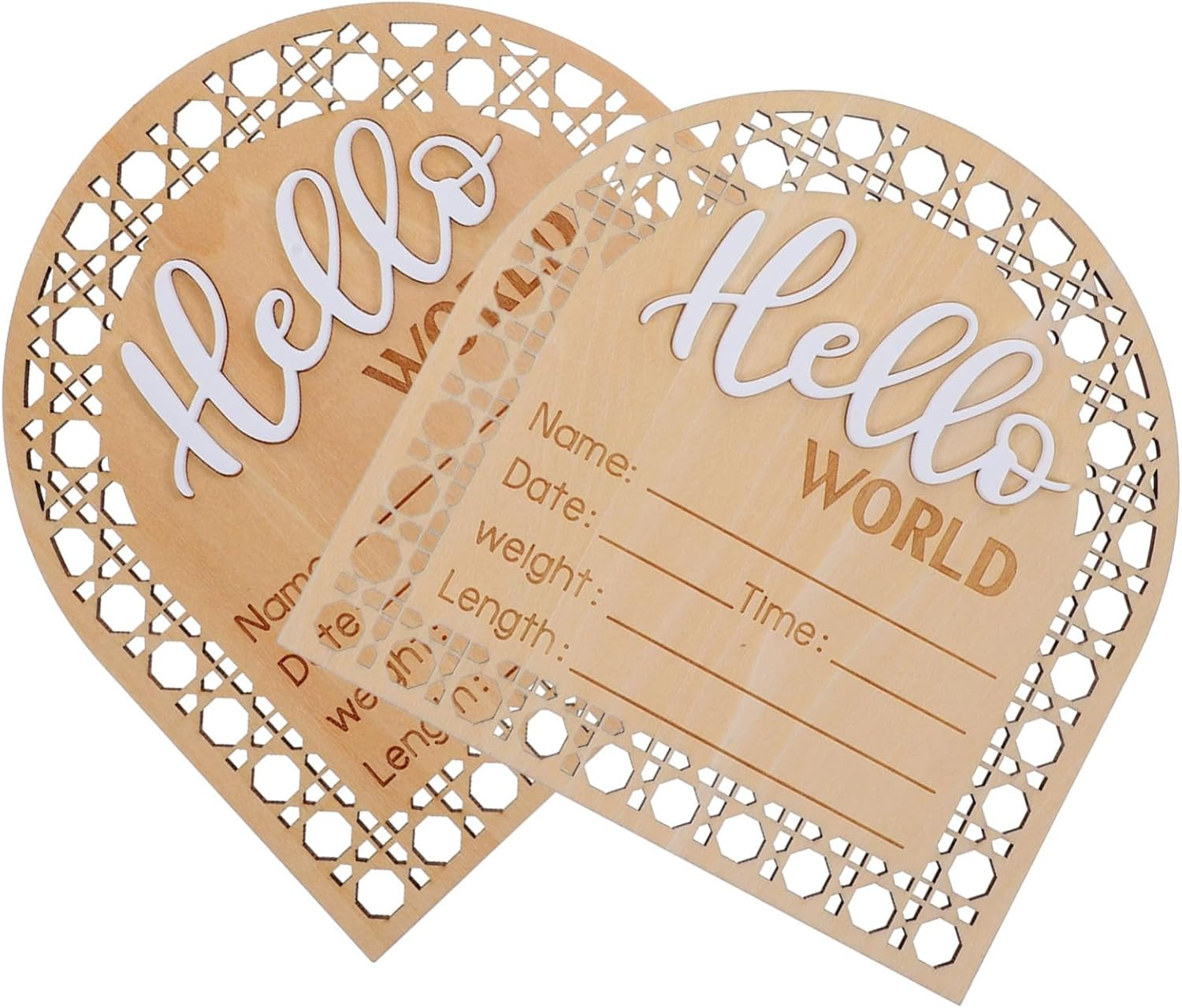 Wooden Infant Birth Announcement Sign Baby Welcome Board Nursery Name Plaque Smooth Surface Newborn Baby Announcement 2Pcs Set image number 4