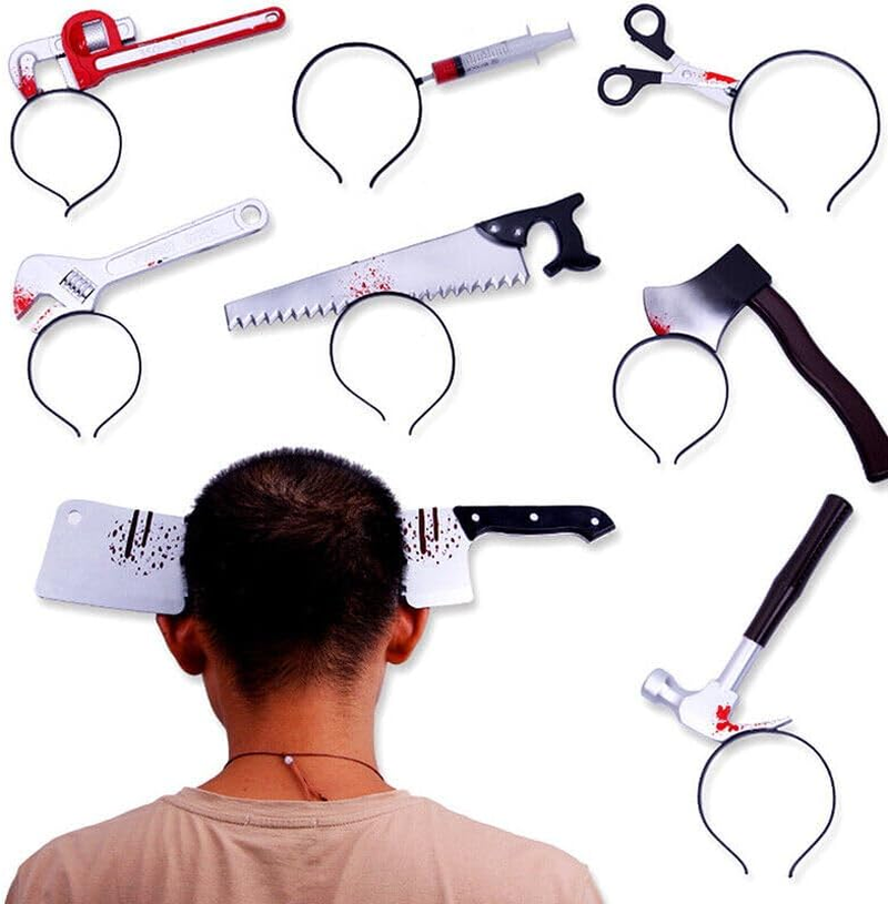 Boolavard Halloween Hair Hoop Horror Blood Fake Ax Saws Knife Gothic Headband Prop Decor image number 6