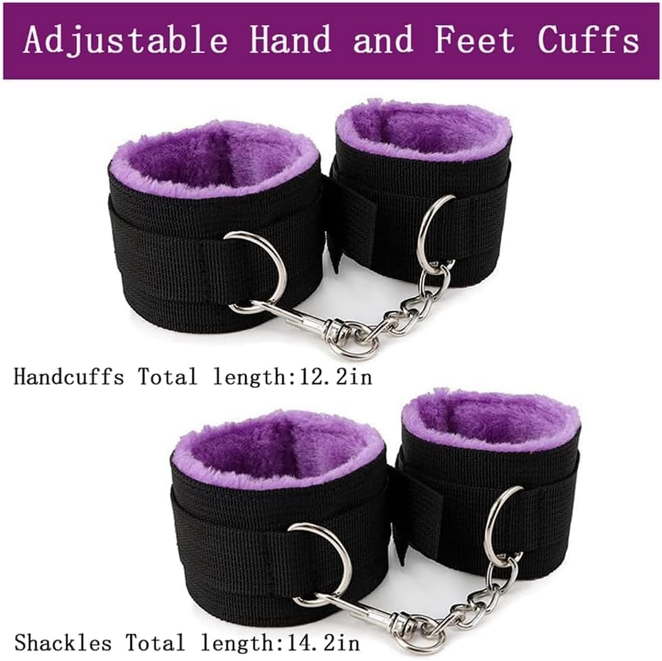 12 Pieces in Black Sex Bonding Straps for Couples Adjustable Hand Cuffs Sex Hand Ties for Adult Play Ankles and Wrists Bondaged Bed Straps Spreader Bar Restraint Sex Handcuffs for Adults Couples Bedroom Toys Sweater