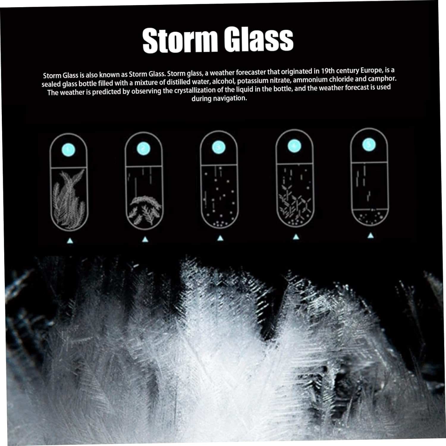 Storm Glass Weather Forecaster Cloud Shape Storm Glass Weather Predictor with Wood Base Decorative Home Weather Station Bottle Ornament for Office Home Decor Gift image number 1