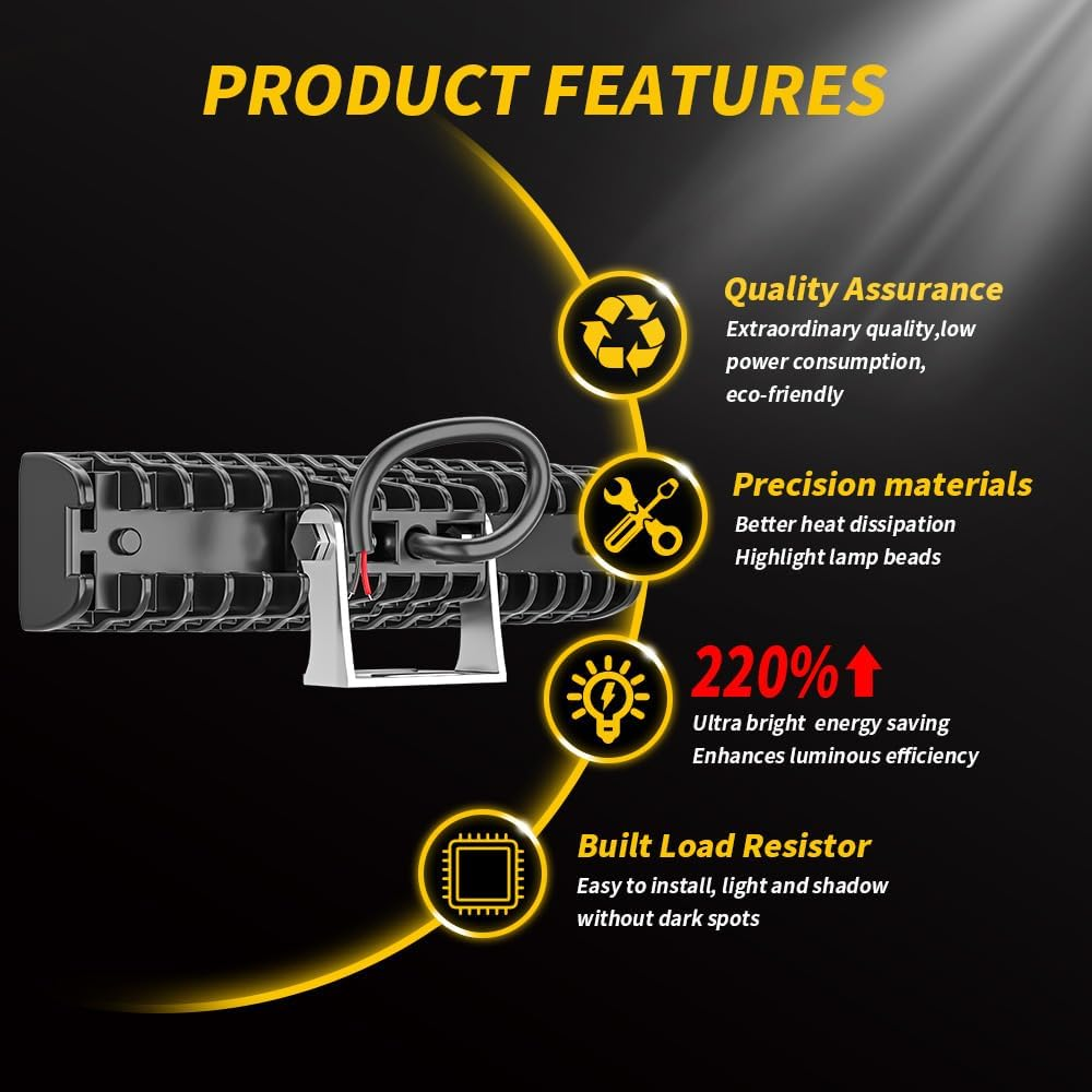 RUNEWAX LED Boat Light 6 Inch 6500K White 12V 72W 5000LM Flood Beam Marine Lights IP67 Waterproof for SUV ATV UTV Tractor, Pack of 2 image number 4