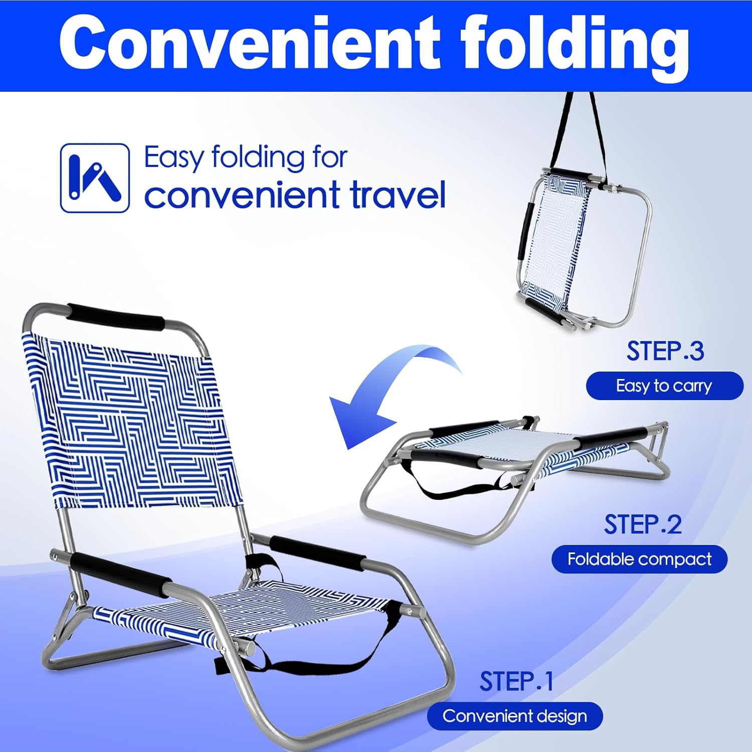 Felic Folding Backpack Beach Chair Set of 2 - Foldable Beach Chairs Outdoor Chairs for Adults, Perfect Camping Chairs Lawn Chairs for Outdoor Adventures, 100KG Capacity