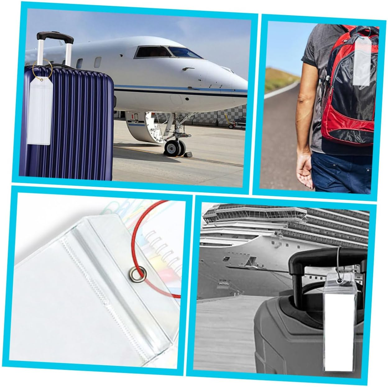 Baluue 1Set Portable PVC Luggage Tags with Transparent Case Durable Suitcase Id Labels for Travel and Cruise Reusable Baggage Name Tags with Design Mixed Colors 7Pcs image number 6