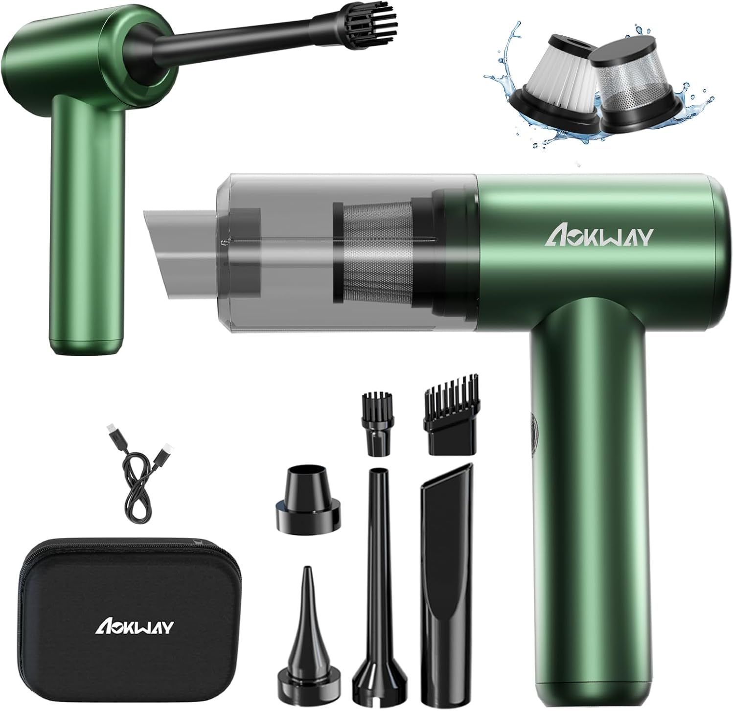 Aokway Mini Vacuum Cleaner for Car, 15000PA Powerful Suction, Rechargeable Small Car Vacuum Portable Cordless, Handheld Car Vacuum Cleaner & Air Duster for Home, Desk,Pc, Keyboard image number 4