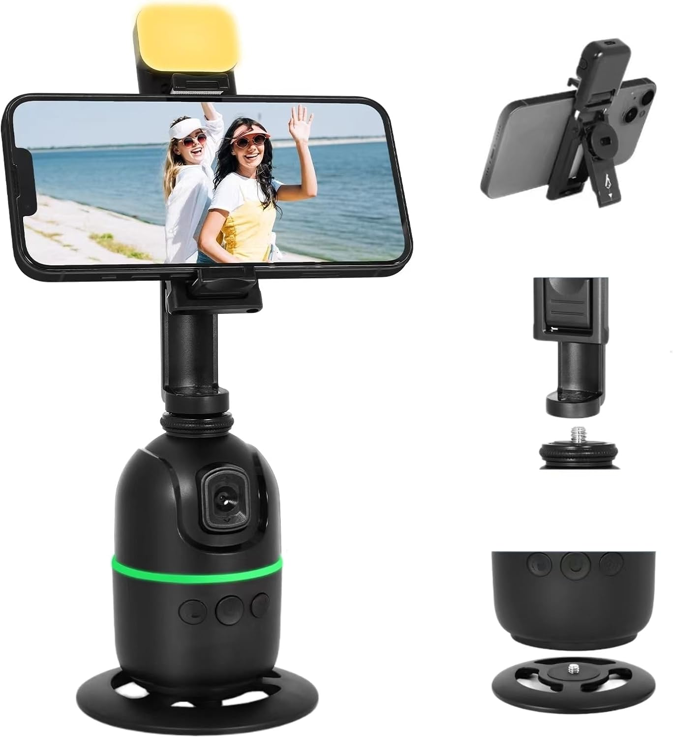 Kozyone Auto Face/Body Tracking Tripod, No App Required, 360&deg; Rotation Phone Holder with Fill Light, Auto Tracking Phone Stand, Smart Gesture Control, for Vlog, Tiktok, Streaming, Zoom image number 2