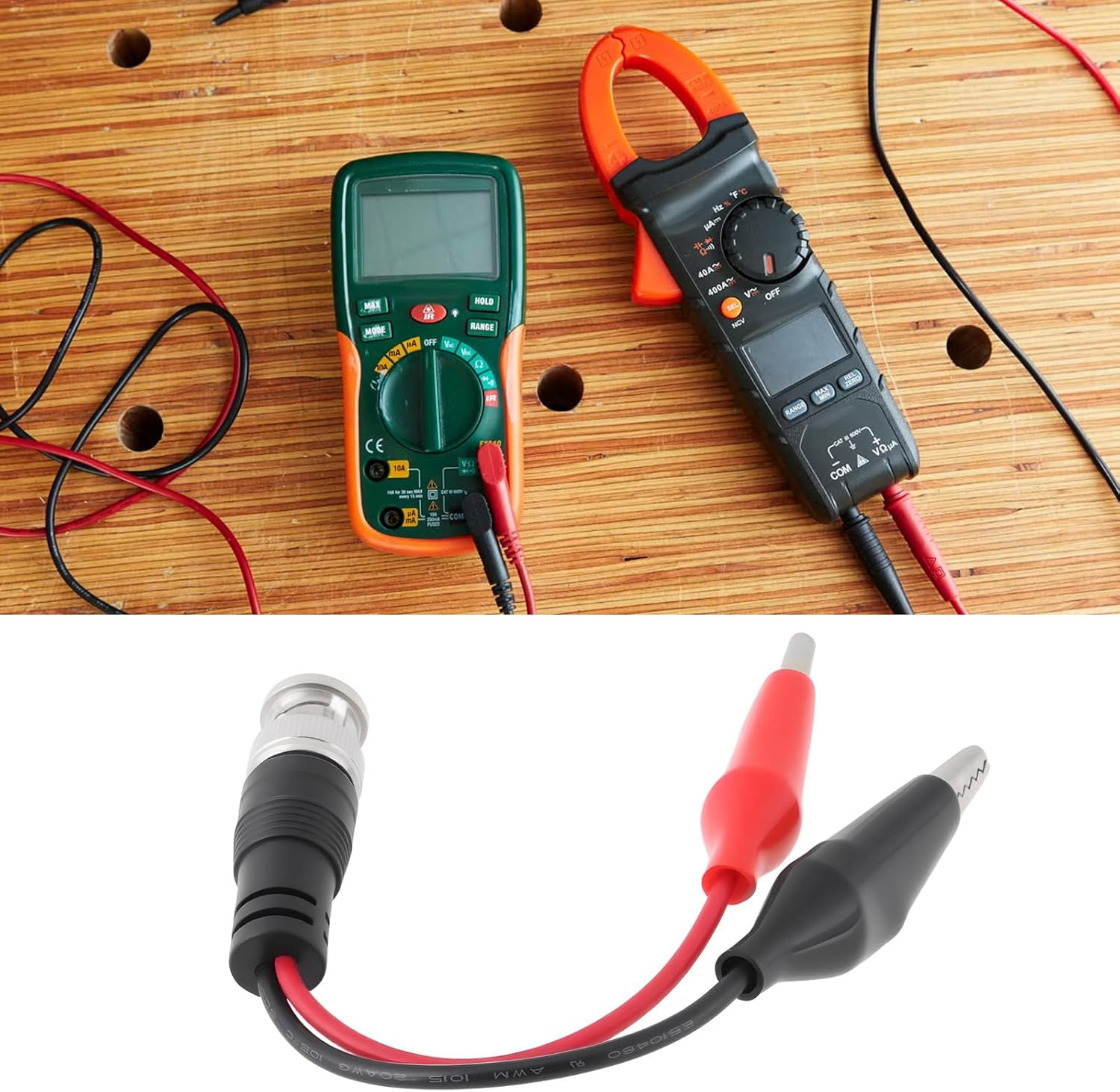 2Pcs BNC Male to Alligator Clip Test Leads 30VAC/60VDC 5A BNC Test Cable for Multimeter Video Surveillance, 170Mm image number 5