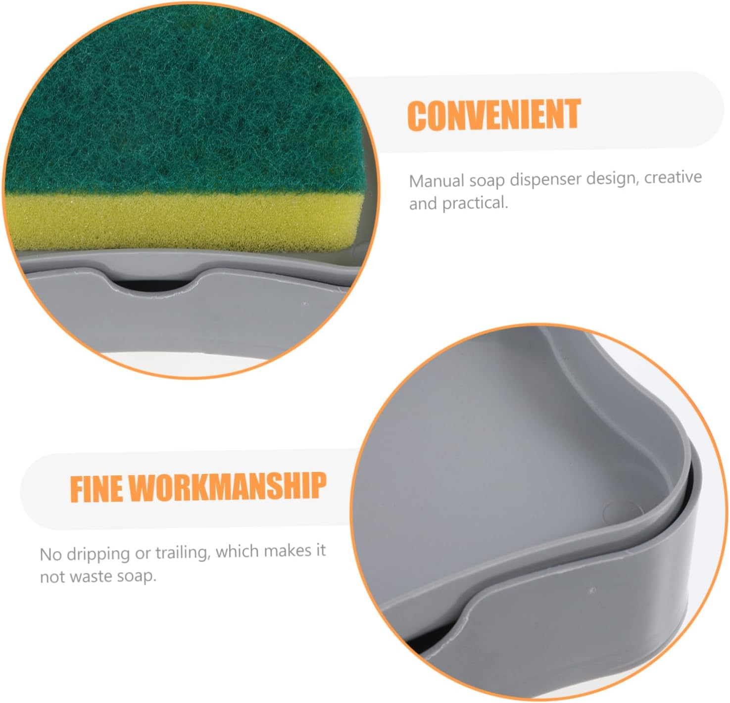 Amosfun Manual Soap Dispenser and Sponge Soap Box with Press Pump Silver for Kitchen and Home Use Practical Sponge Holder without Single Piece Random Color image number 6